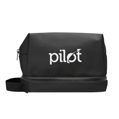 Leatherette toiletry bag made with recycled rPET material