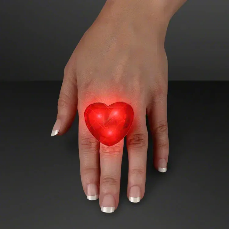Huge Gem Flashing Heart Rings — view 2