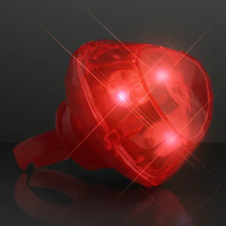 Huge Gem Flashing Heart Rings — view 4