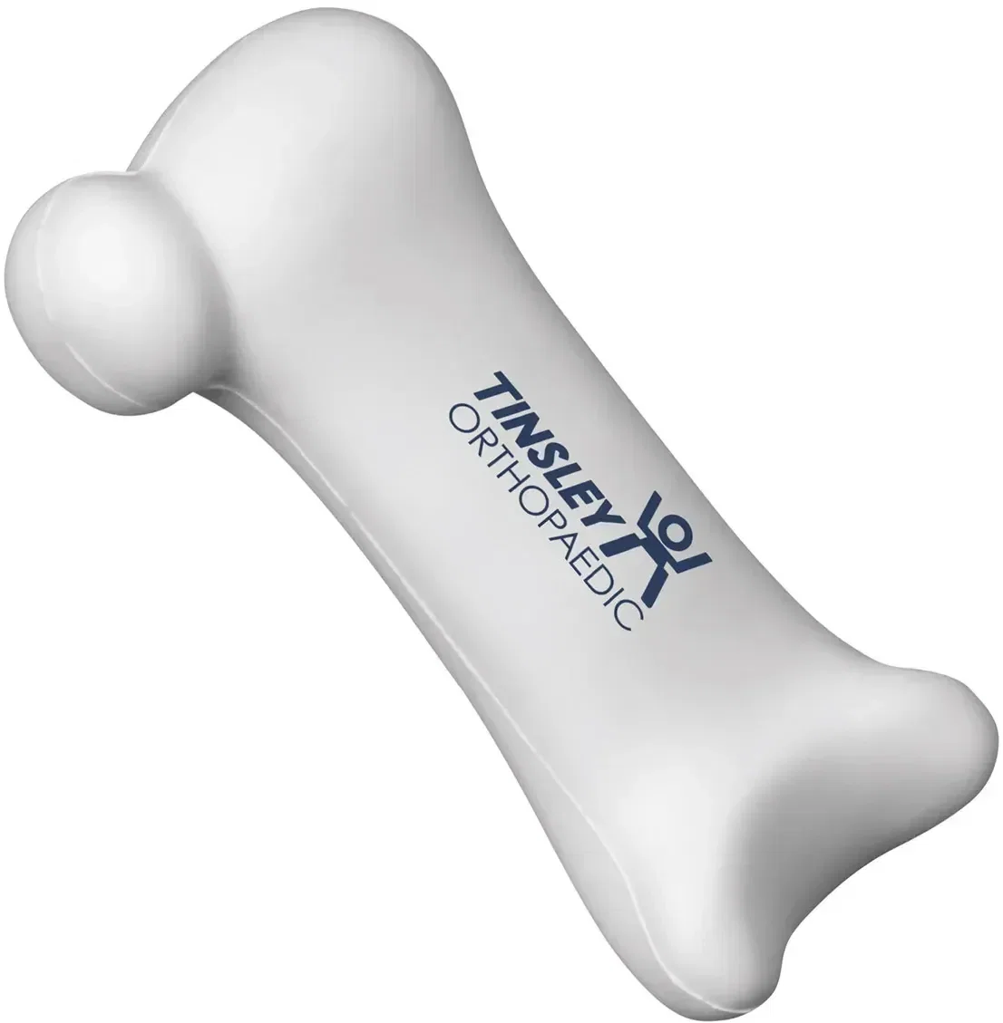 Bone-shaped custom stress reliever, branded promotional squeeze toy for orthopedic logo giveaways