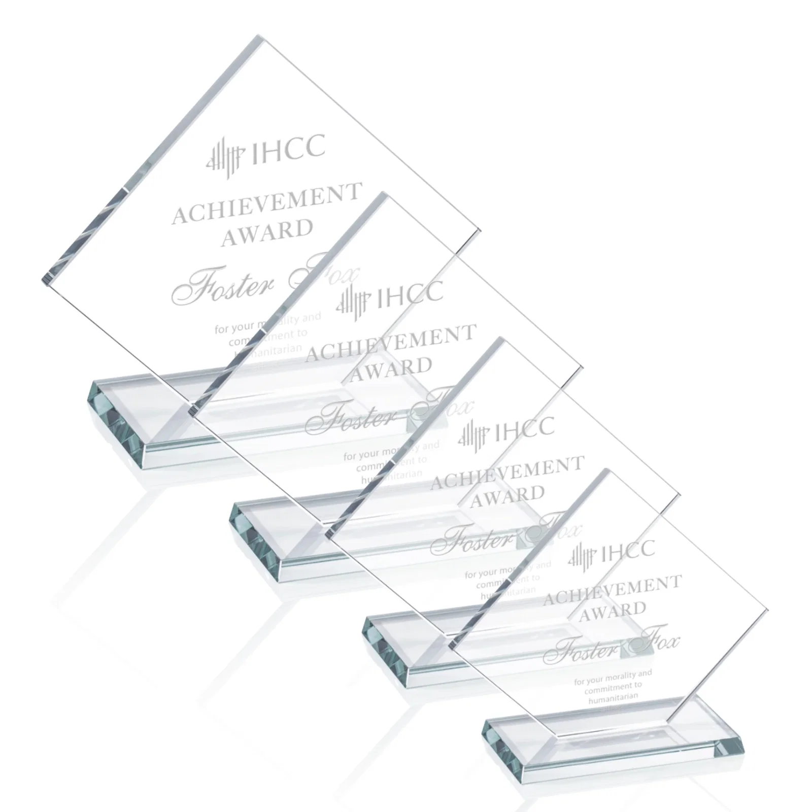 Custom Starfire Crystal Diamond Award With One Cut Corner for employee recognition
