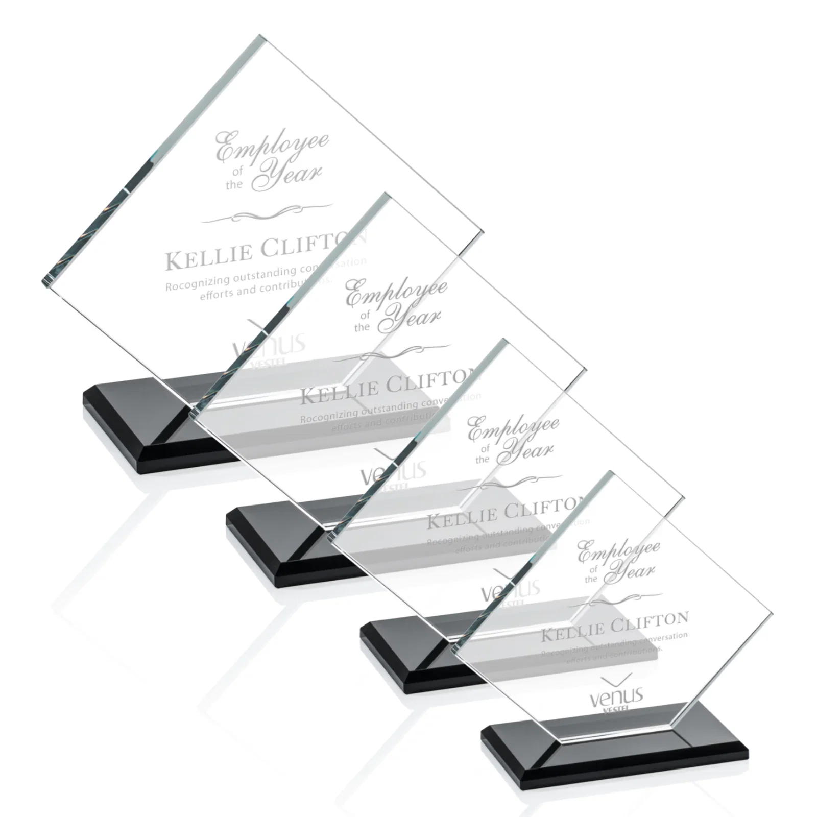 Custom Starfire Crystal Diamond Award With One Cut Corner for dealer and partner awards