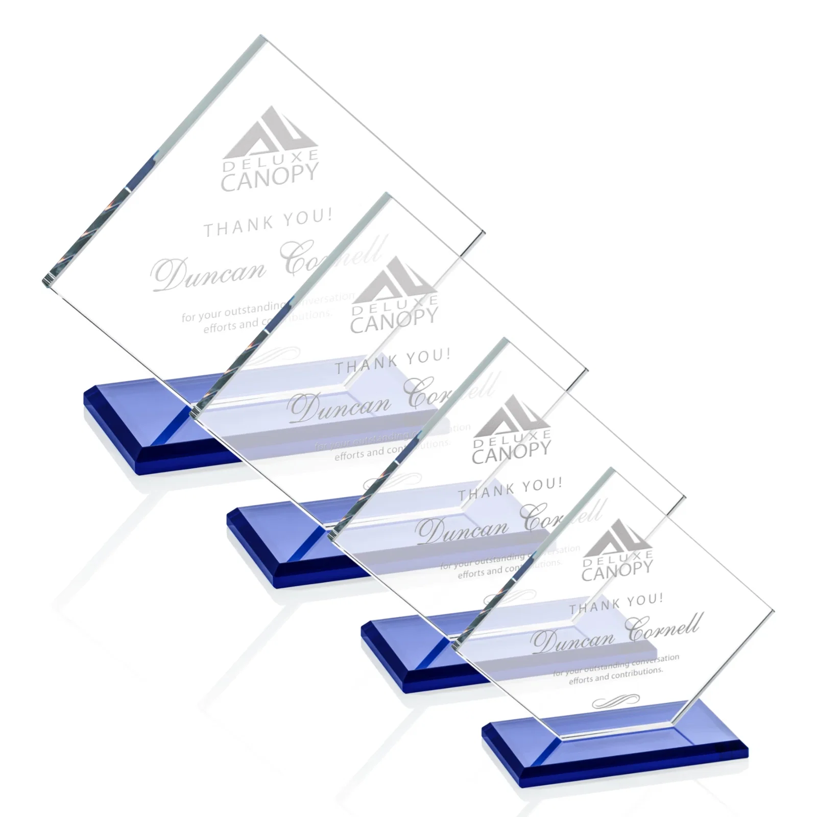 Personalized Starfire Crystal Diamond Award With One Cut Corner for sales achievement awards