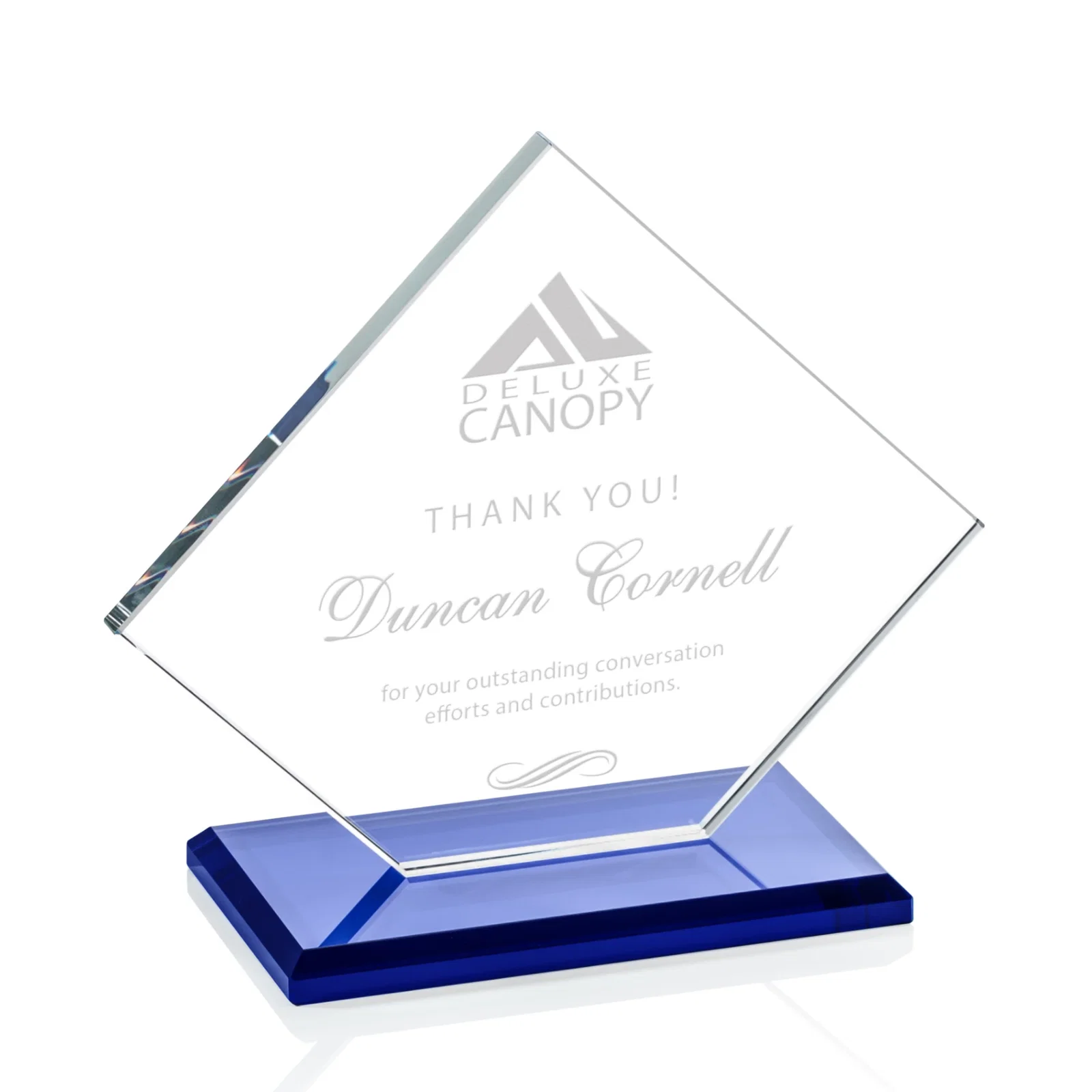 Personalized Starfire Crystal Diamond Award With One Cut Corner for team milestone celebrations