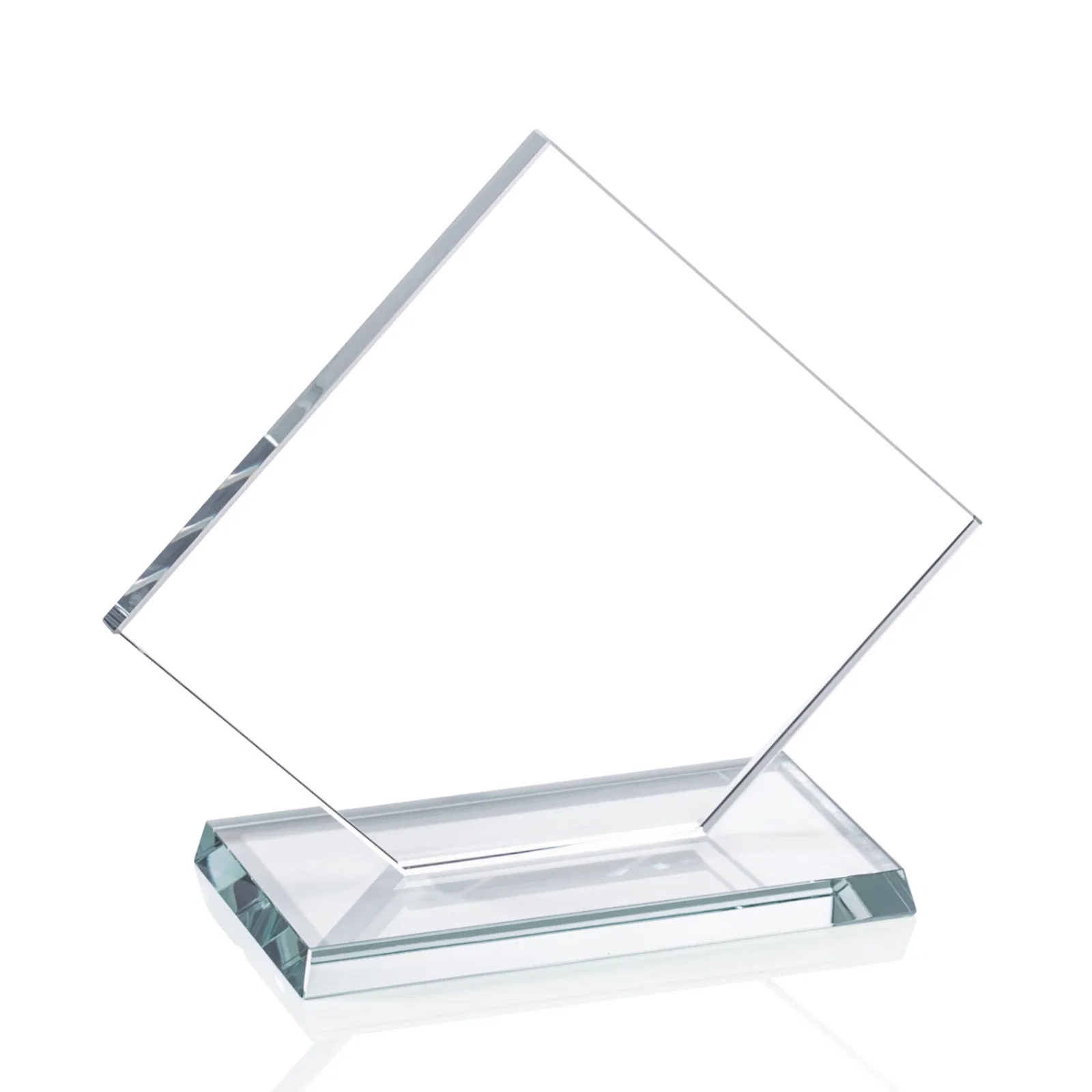 Personalized Starfire Crystal Diamond Award With One Cut Corner for volunteer appreciation