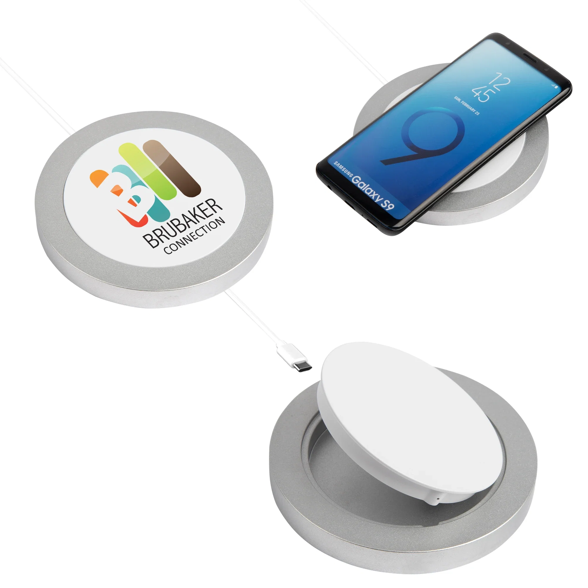 Desk charger shown from above with its port visible