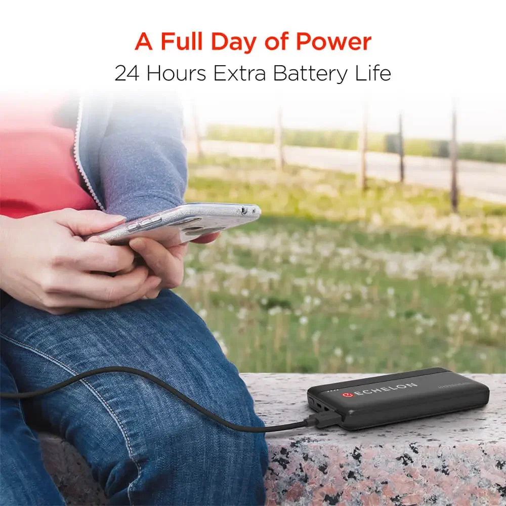 Hypergear Fast Charge Power Bank with Usb-C - Black in use
