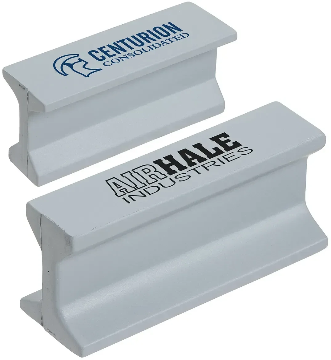 Steel I-beam custom stress reliever, branded promotional squeeze toy for construction logo giveaways