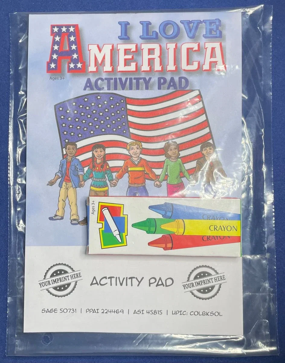 I Love America Children’s Activity Pad - One Color Imprint Included