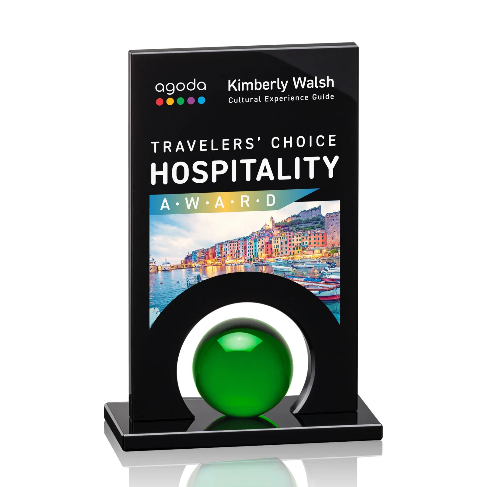 Custom Crystal Orb Award Surrounded by Solid Black Crystal for company anniversary events