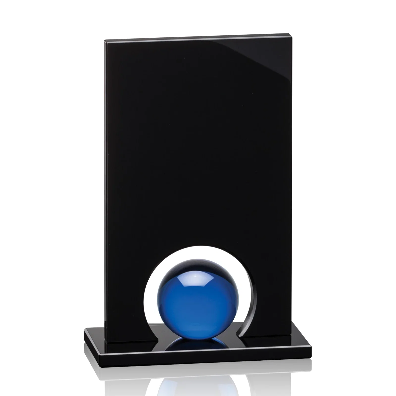 Personalized Crystal Orb Award Surrounded by Solid Black Crystal for sales achievement awards