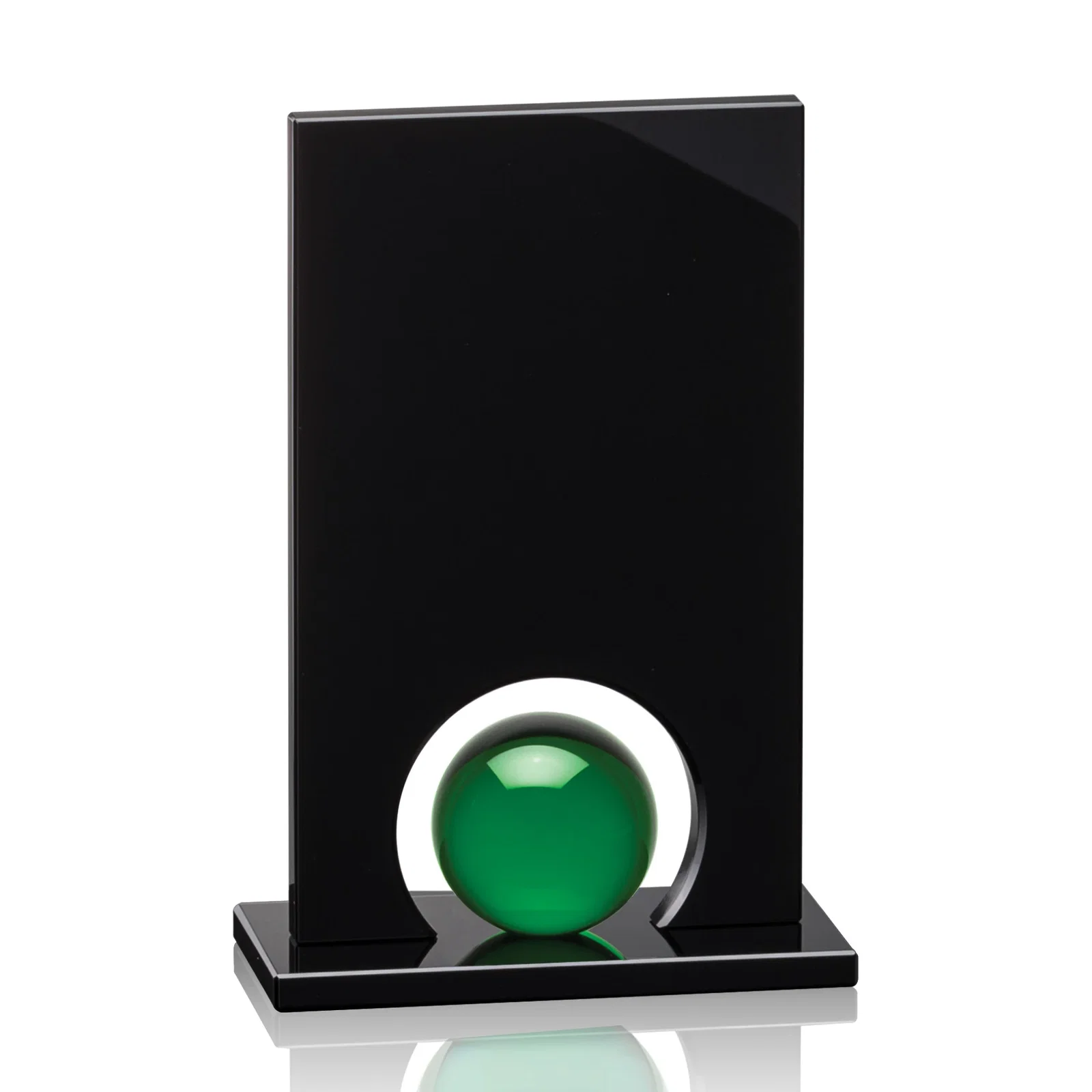 Personalized Crystal Orb Award Surrounded by Solid Black Crystal for team milestone celebrations