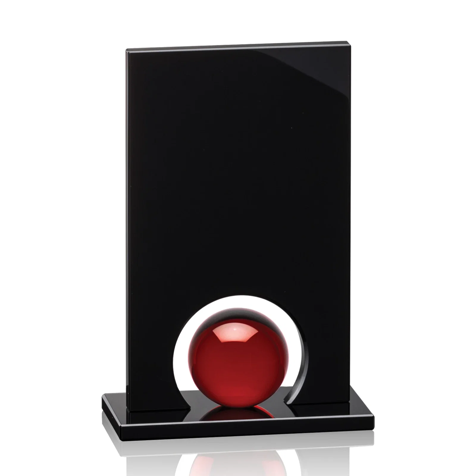 Personalized Crystal Orb Award Surrounded by Solid Black Crystal for donor appreciation