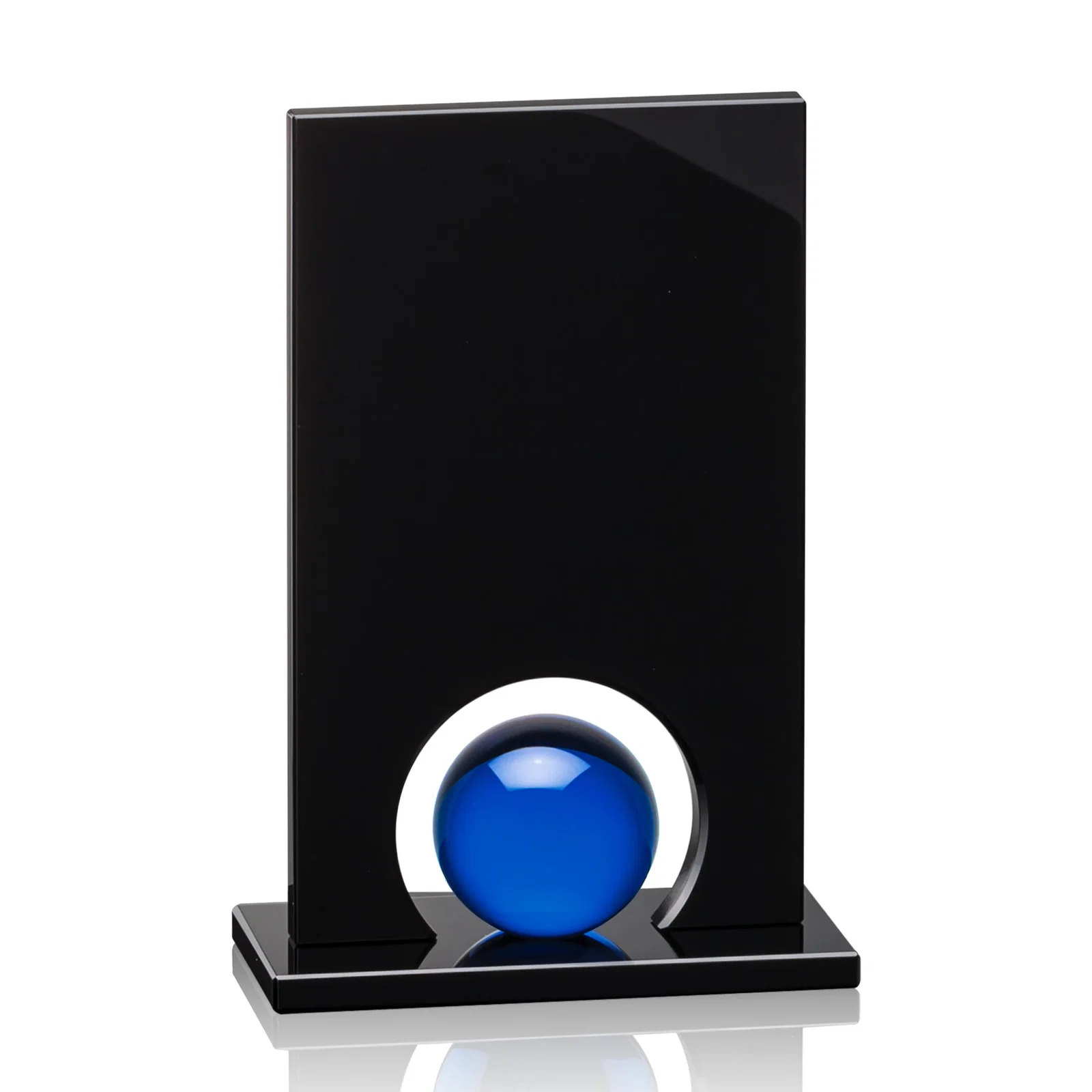 Personalized Crystal Orb Award Surrounded by Solid Black Crystal for safety achievement programs