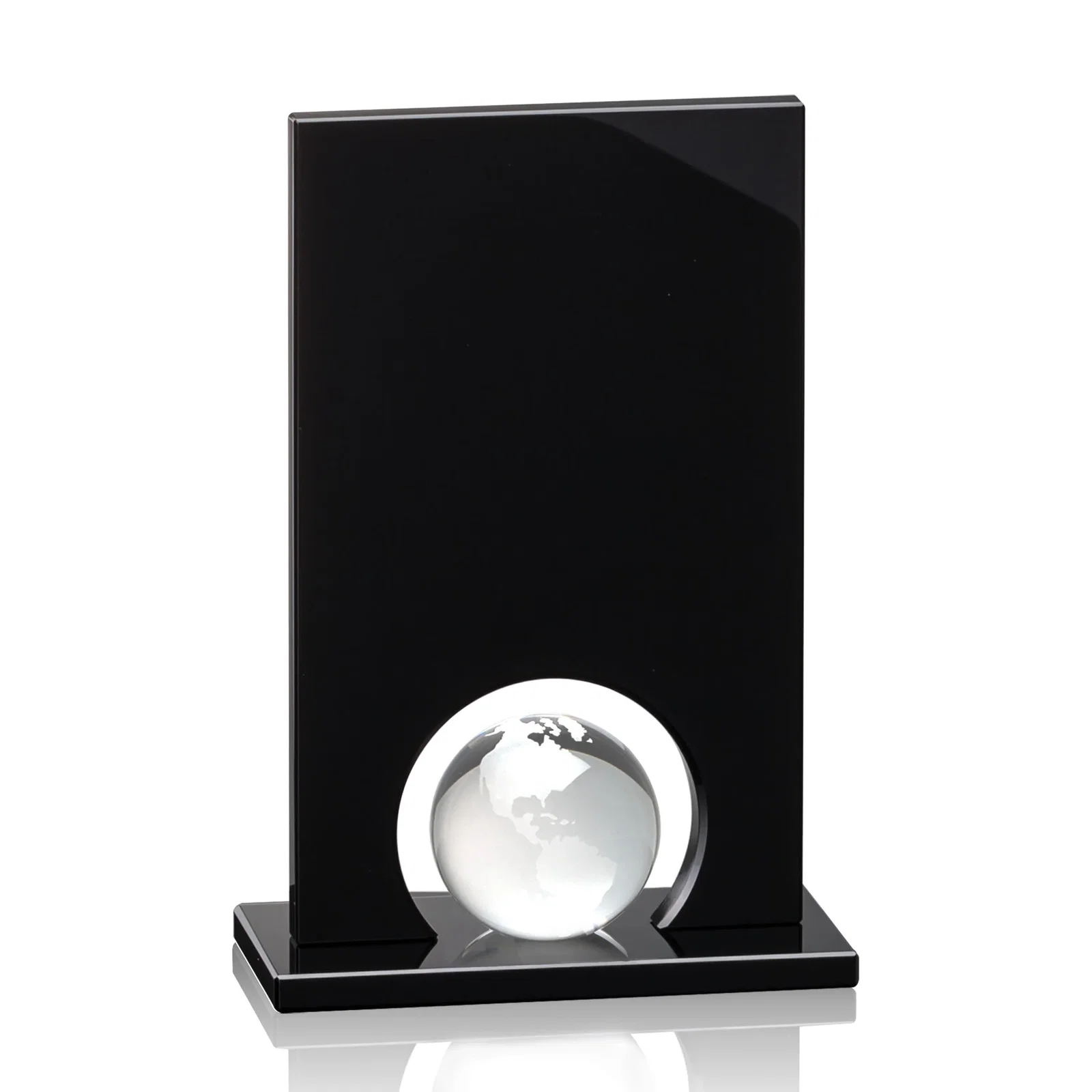 Personalized Crystal Orb Award Surrounded by Solid Black Crystal for volunteer appreciation