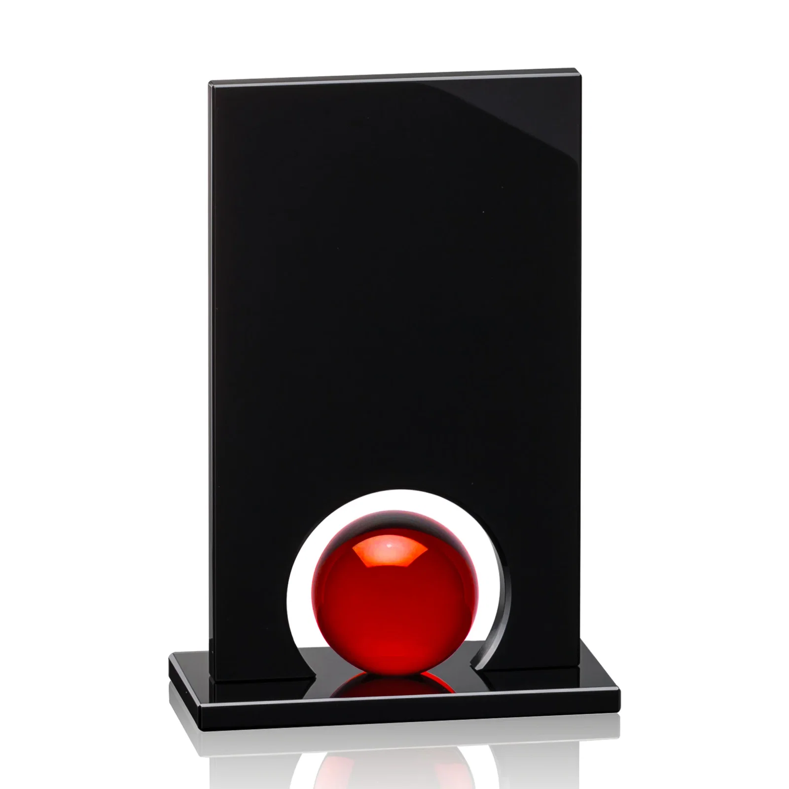 Personalized Crystal Orb Award Surrounded by Solid Black Crystal for company anniversary events