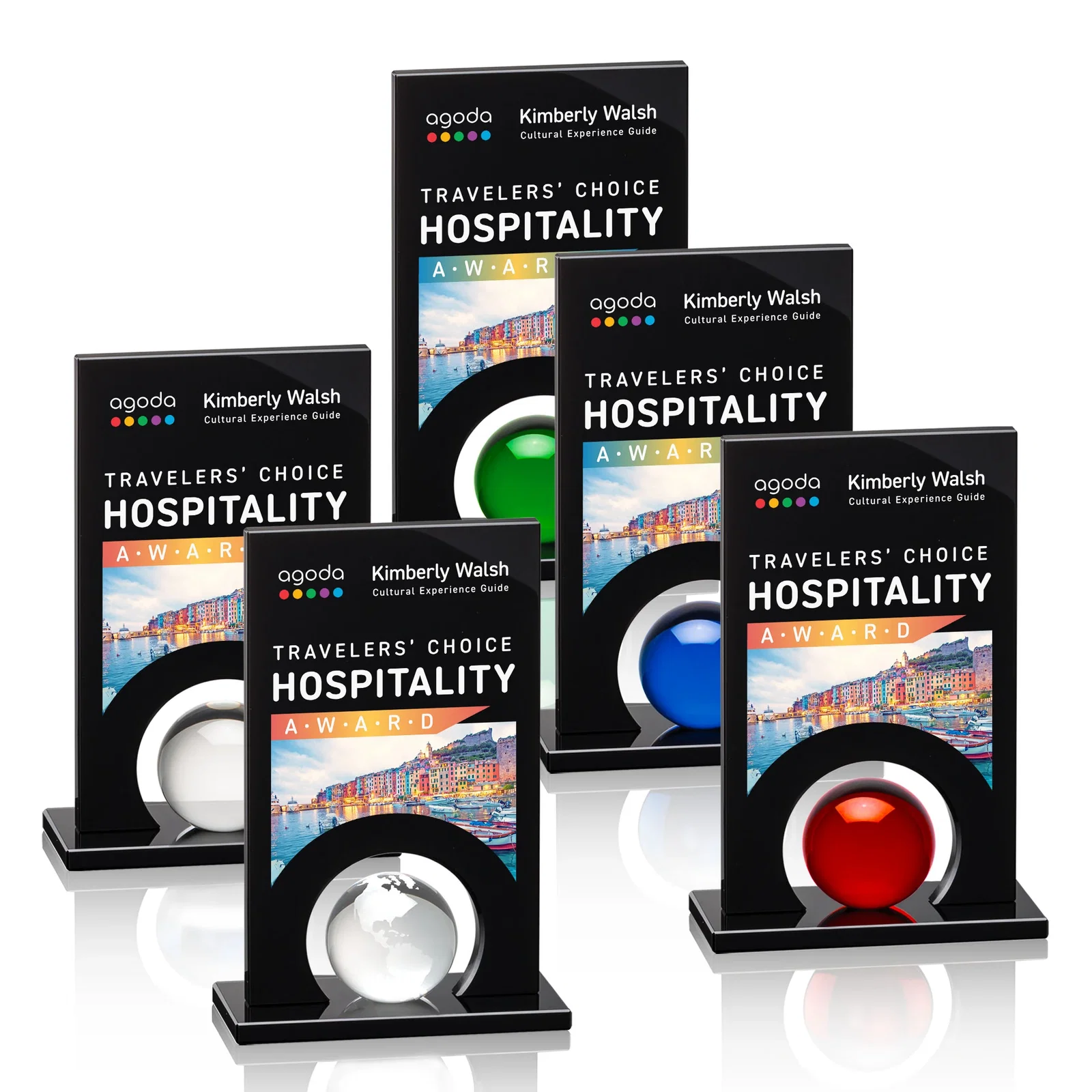 Custom Crystal Orb Award Surrounded by Solid Black Crystal for graduation ceremonies