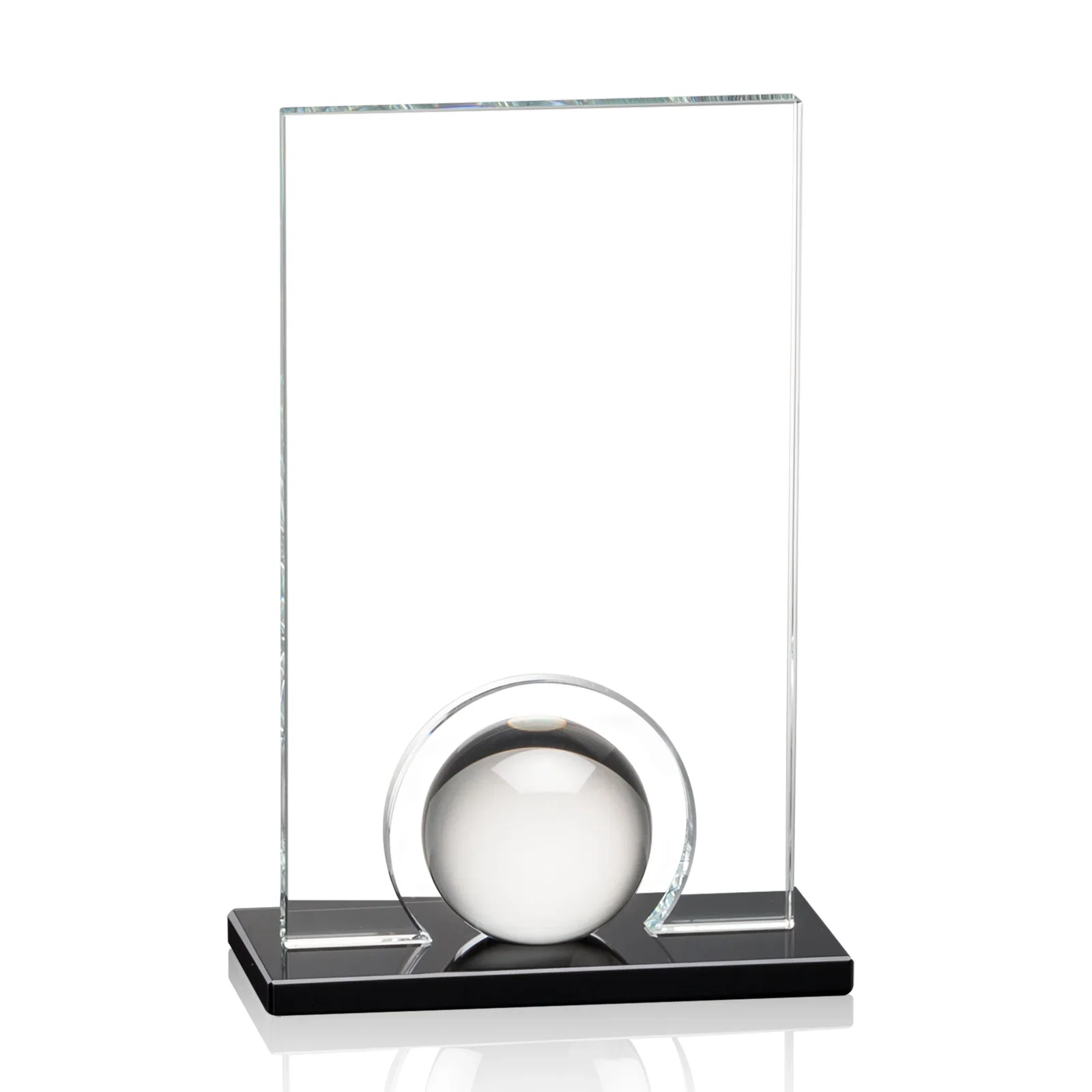 Personalized Crystal Orb Award Surrounded by a Solid Starfire Crystal Block for service anniversary gifts