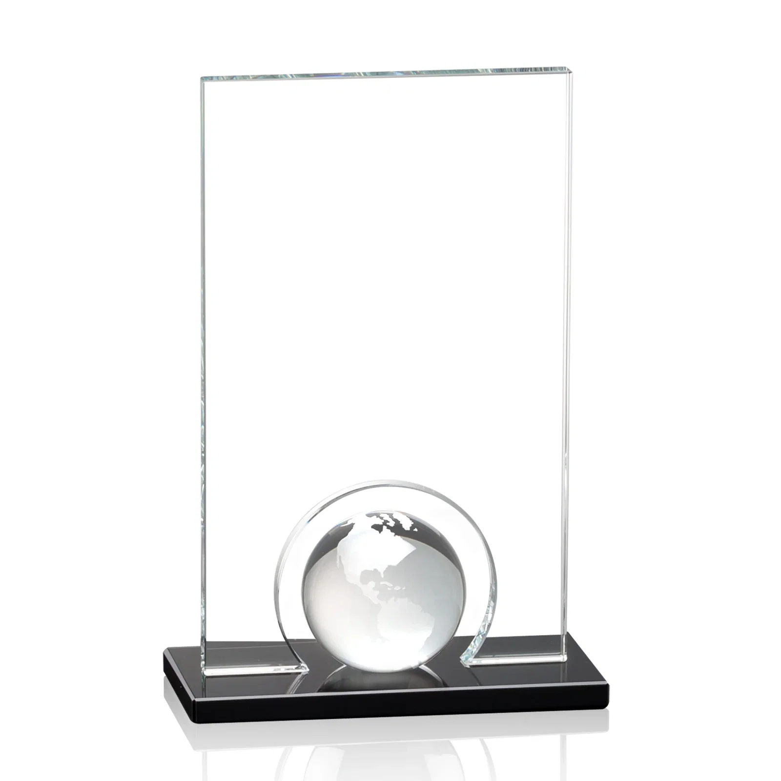 Personalized Crystal Orb Award Surrounded by a Solid Starfire Crystal Block for retirement presentations