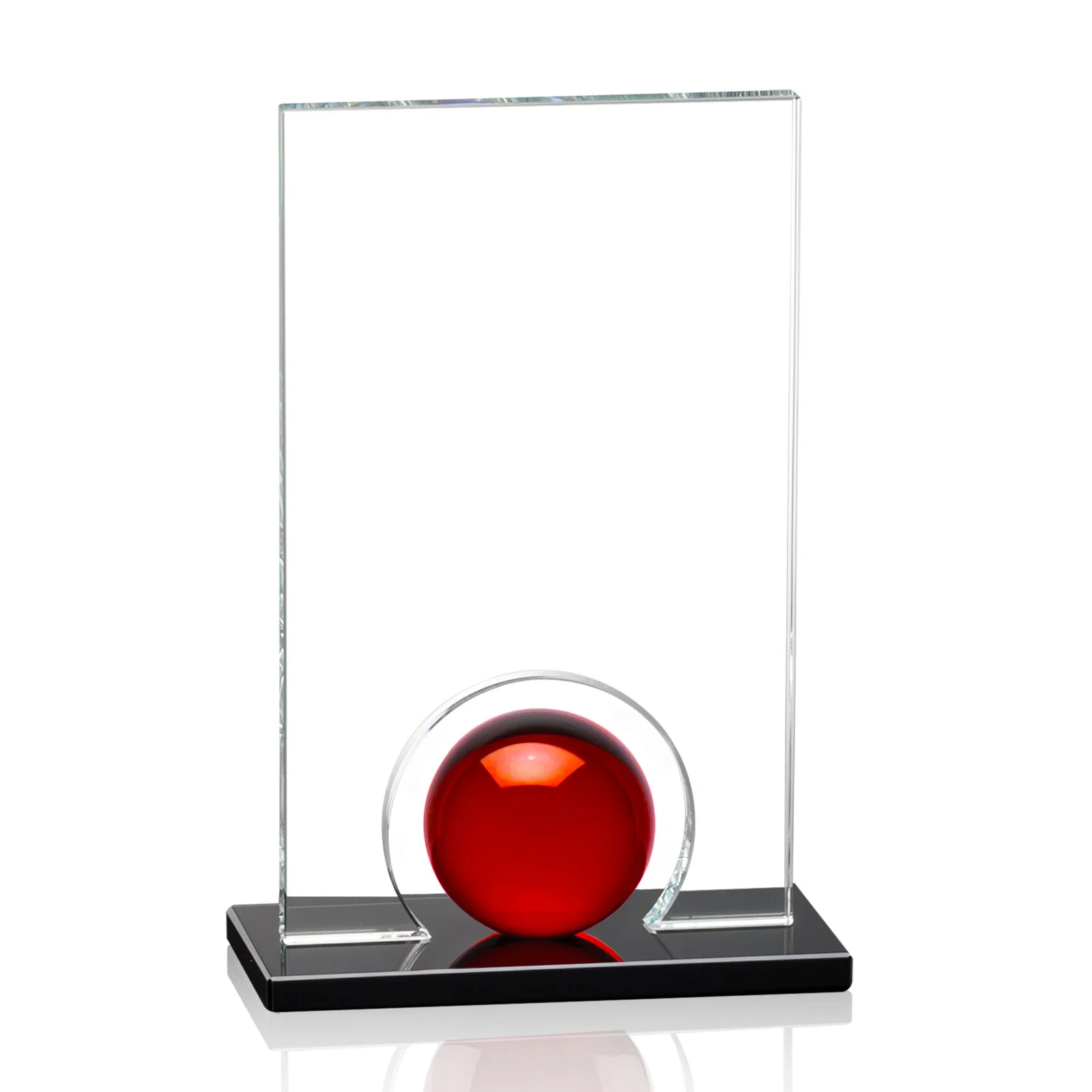 Personalized Crystal Orb Award Surrounded by a Solid Starfire Crystal Block for donor appreciation