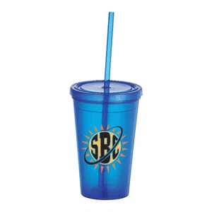 16oz Iceburg Double-Wall Tumbler w/Straw