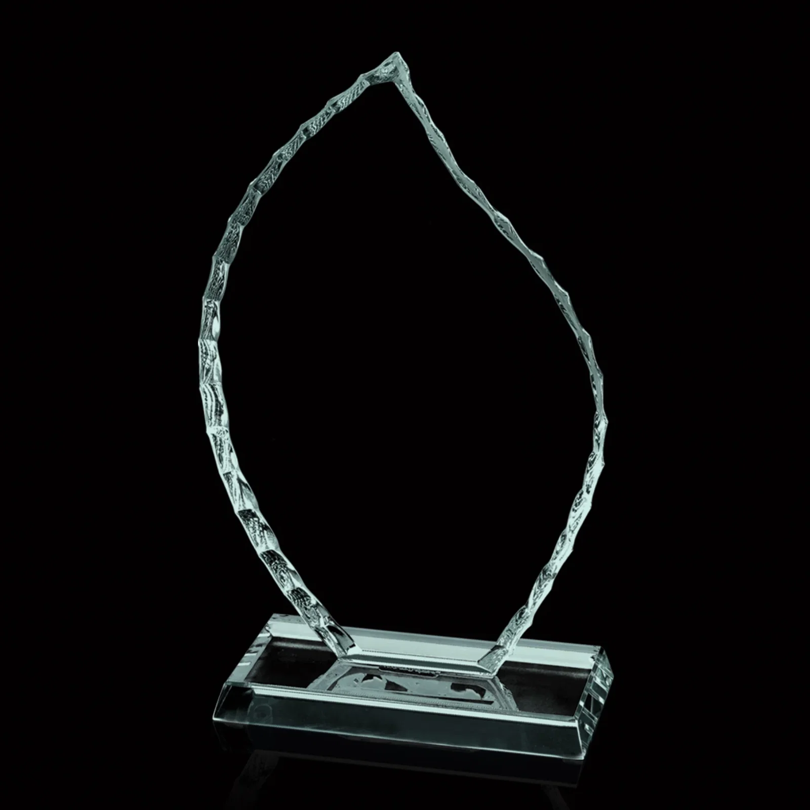 Custom Jade Glass Iceberg Flame Award With A Hand-Chipped Edge for donor appreciation