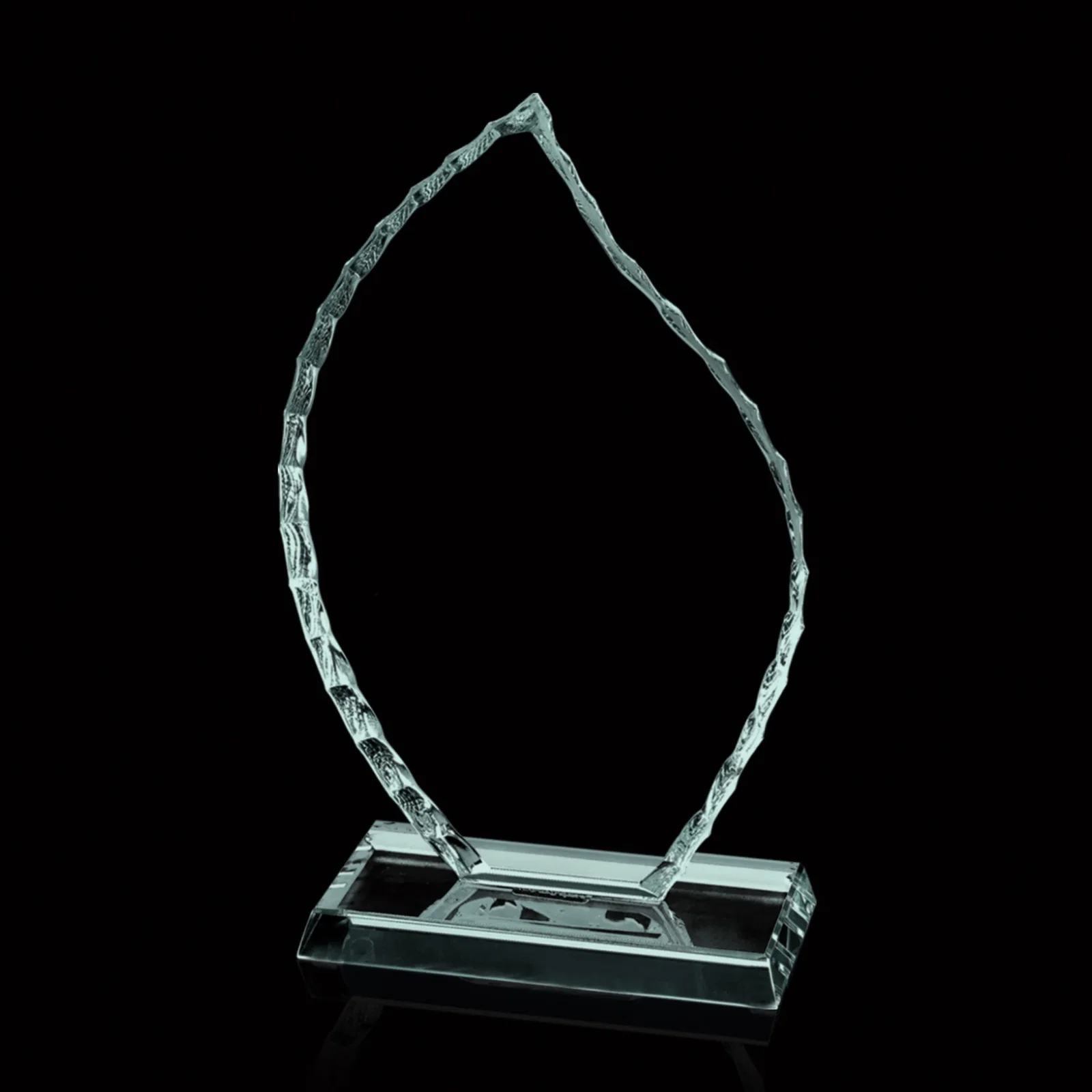 Custom Jade Glass Iceberg Flame Award With A Hand-Chipped Edge for sales achievement awards