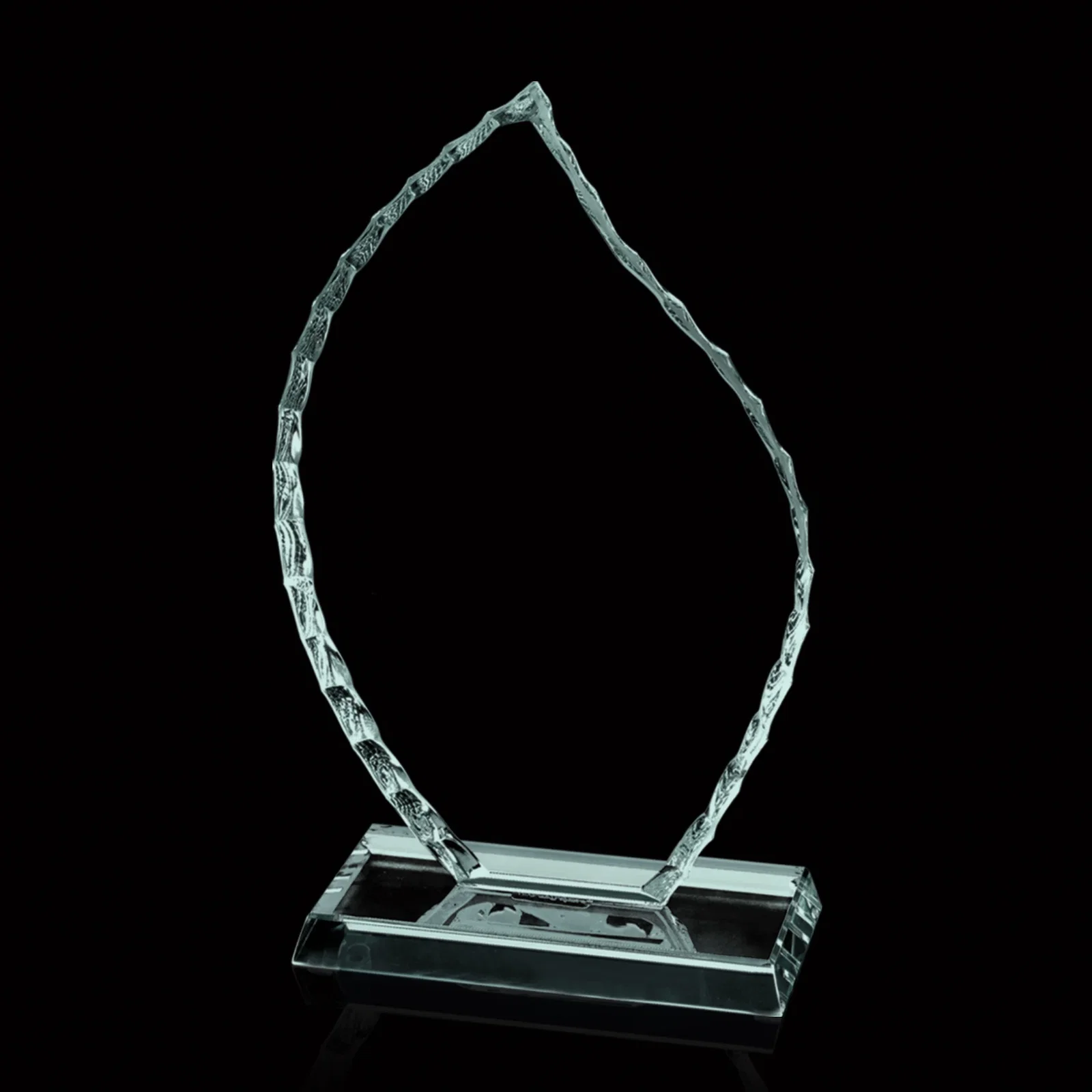 Custom Jade Glass Iceberg Flame Award With A Hand-Chipped Edge for retirement presentations