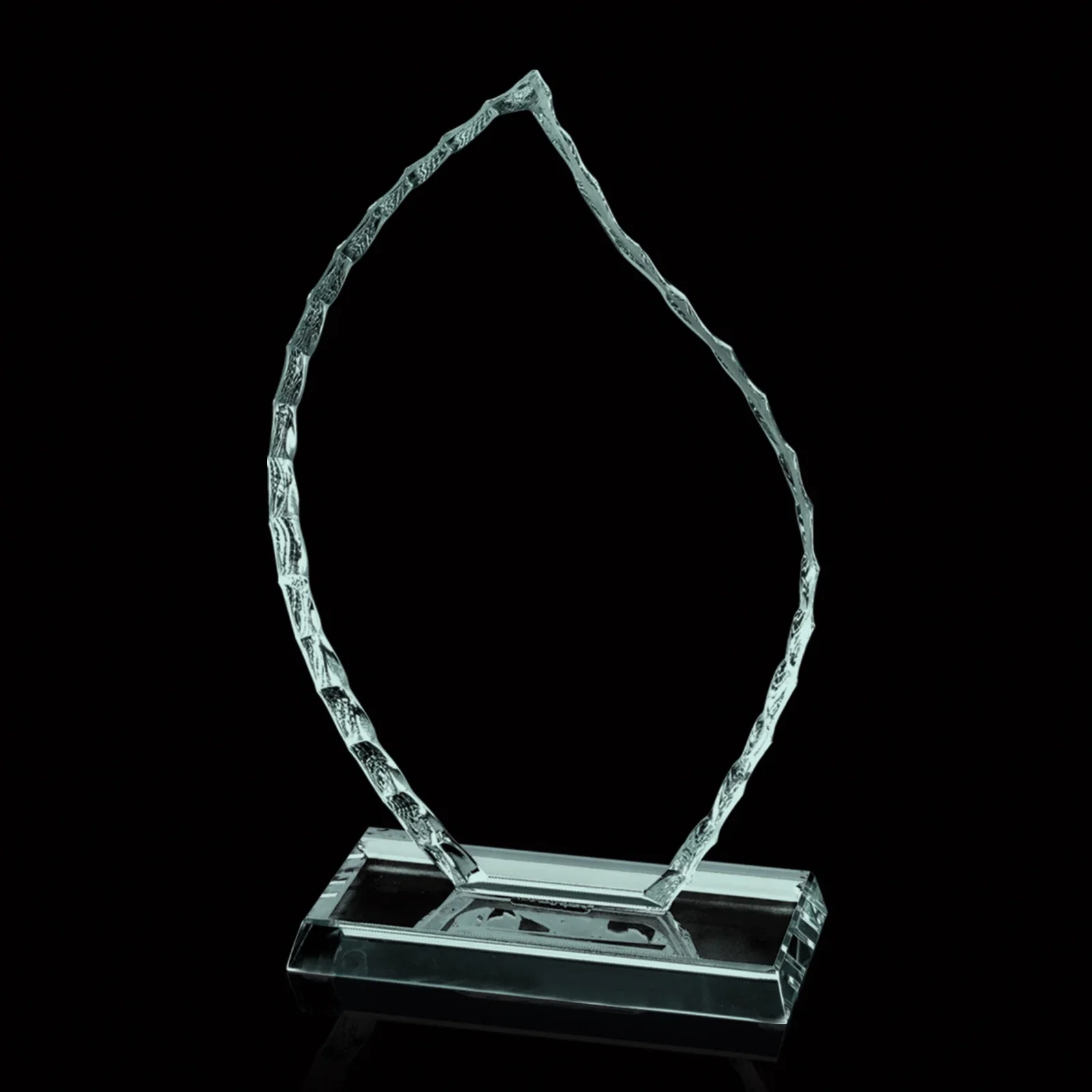 Custom Jade Glass Iceberg Flame Award With A Hand-Chipped Edge for team milestone celebrations