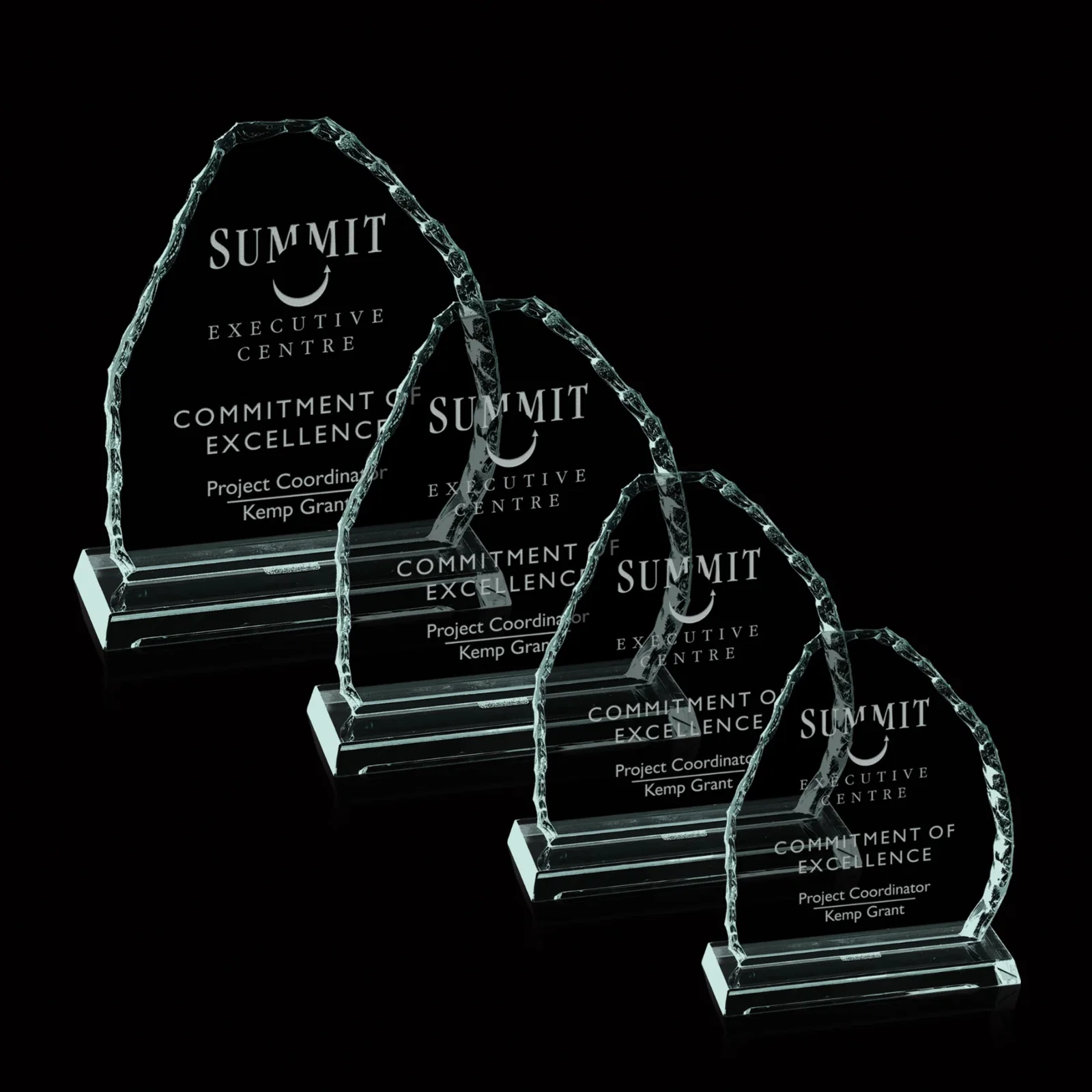 Custom Jade Glass Iceberg Mountain Award With A Repeatable Asymmetric Shape for employee recognition