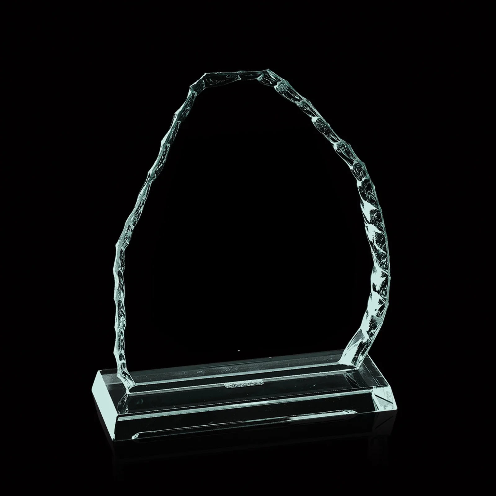 Custom Jade Glass Iceberg Mountain Award With A Repeatable Asymmetric Shape for team milestone celebrations