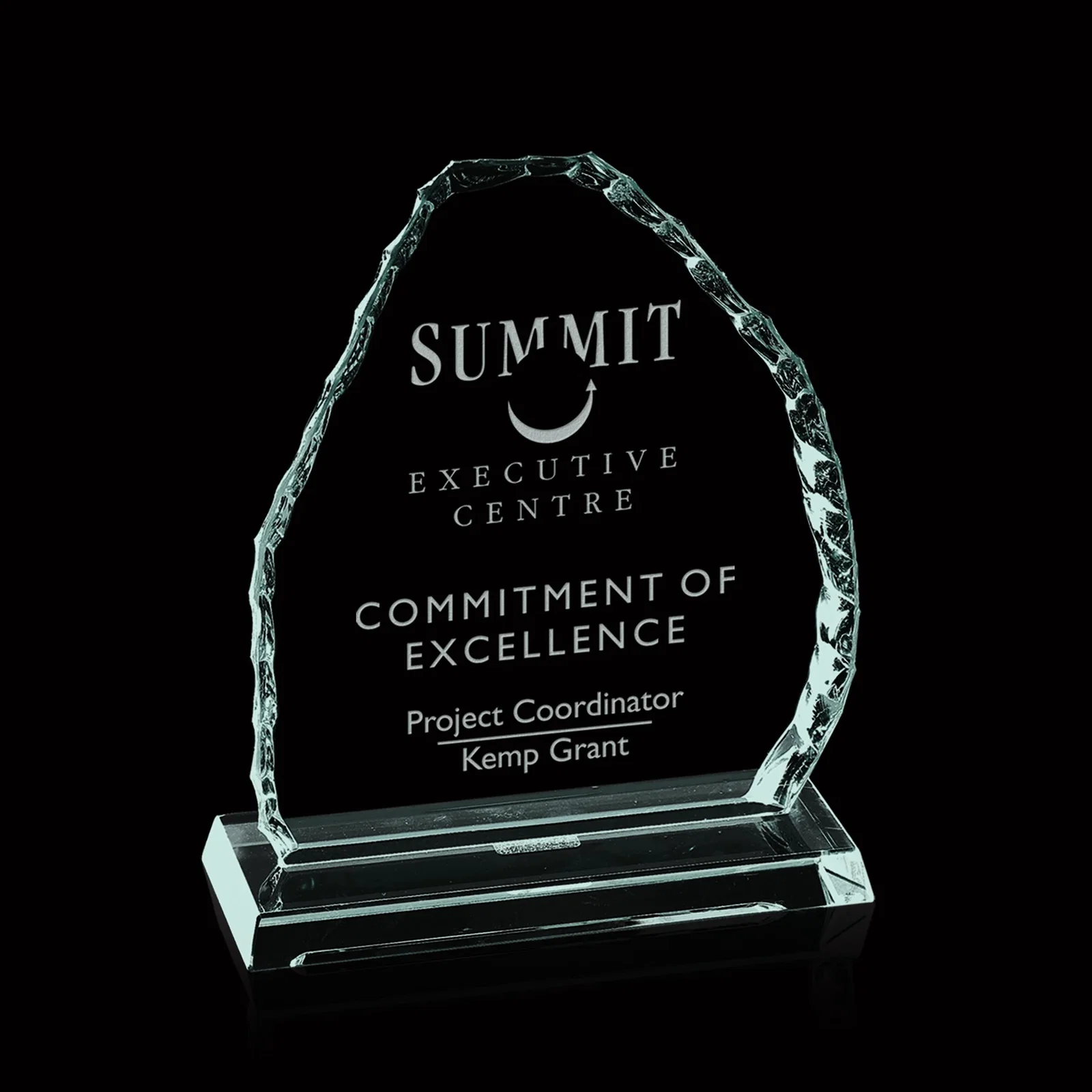 Custom Jade Glass Iceberg Mountain Award With A Repeatable Asymmetric Shape for corporate award ceremonies