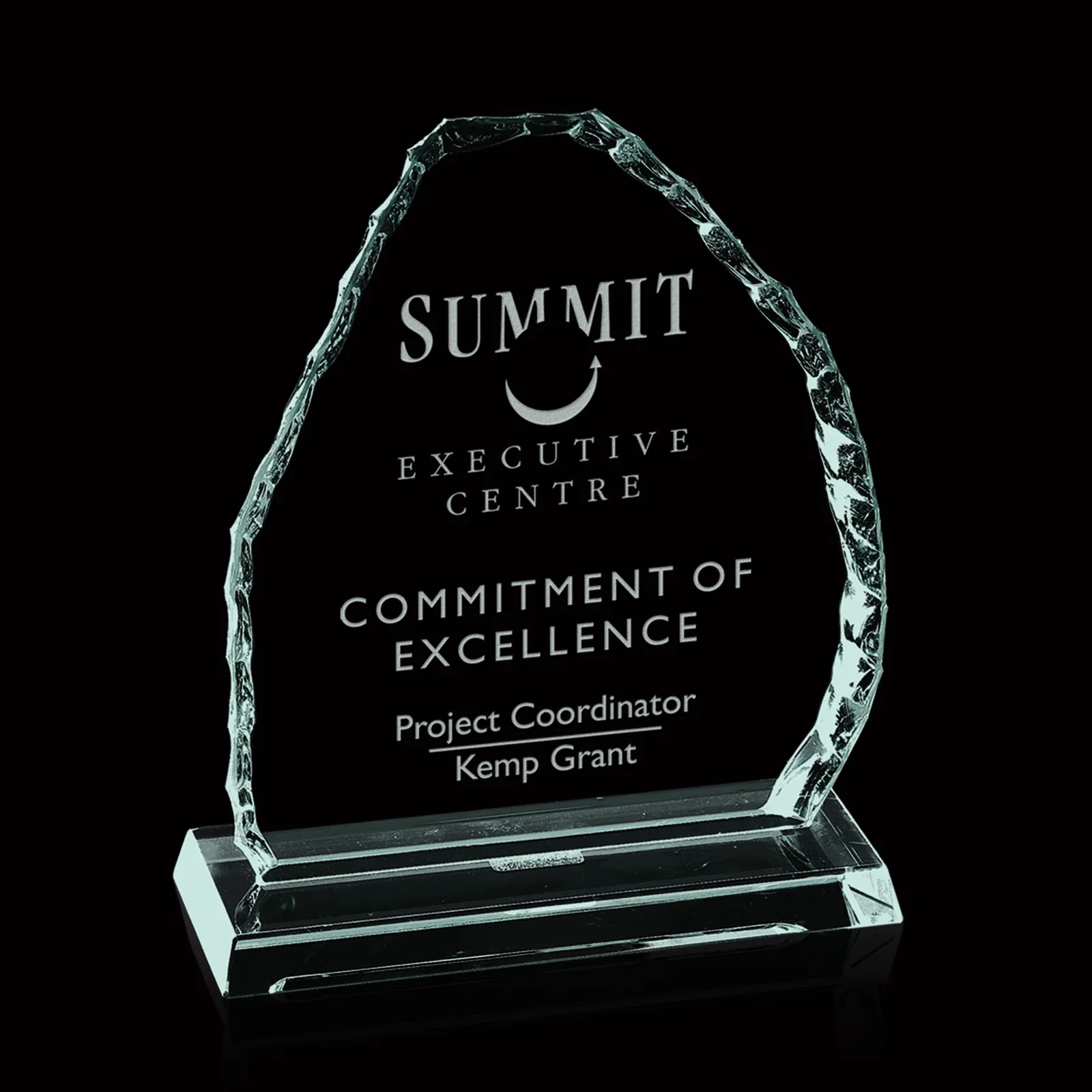 Custom Jade Glass Iceberg Mountain Award With A Repeatable Asymmetric Shape for sales achievement awards