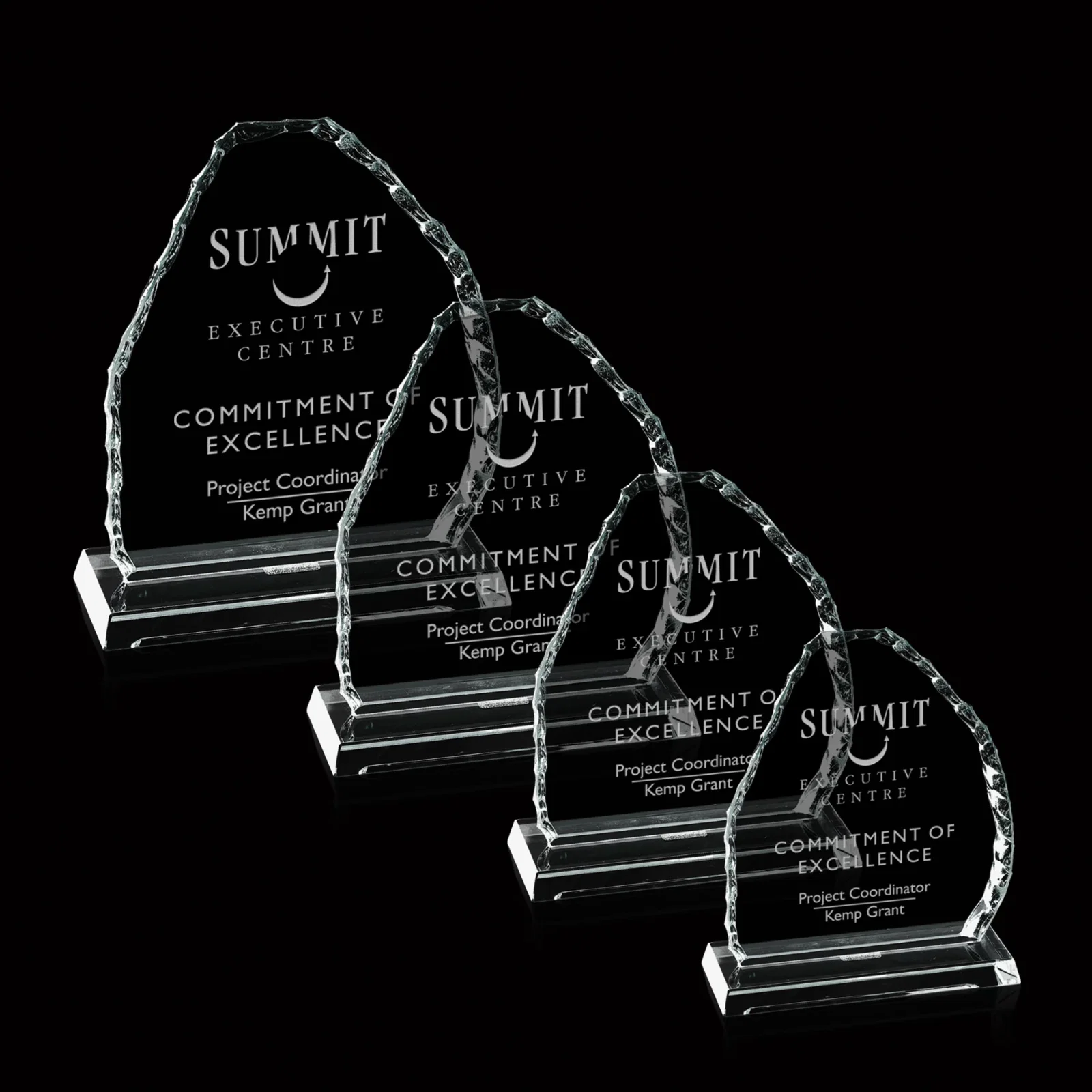 Custom Starfire Crystal Iceberg Mountain Award, a Single Flat Pane, awards for employee recognition