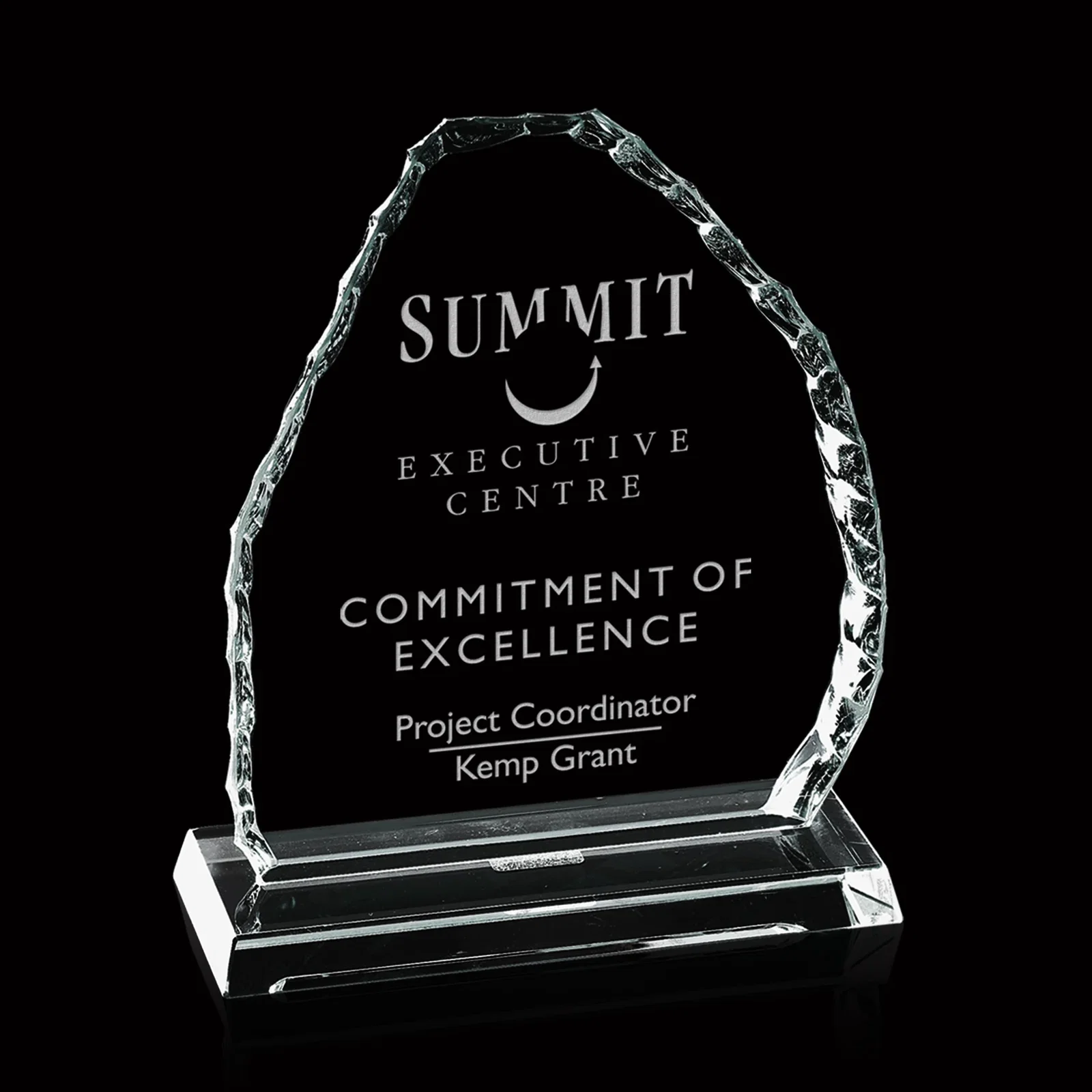 Custom Starfire Crystal Iceberg Mountain Award, a Single Flat Pane, awards for sales achievement awards