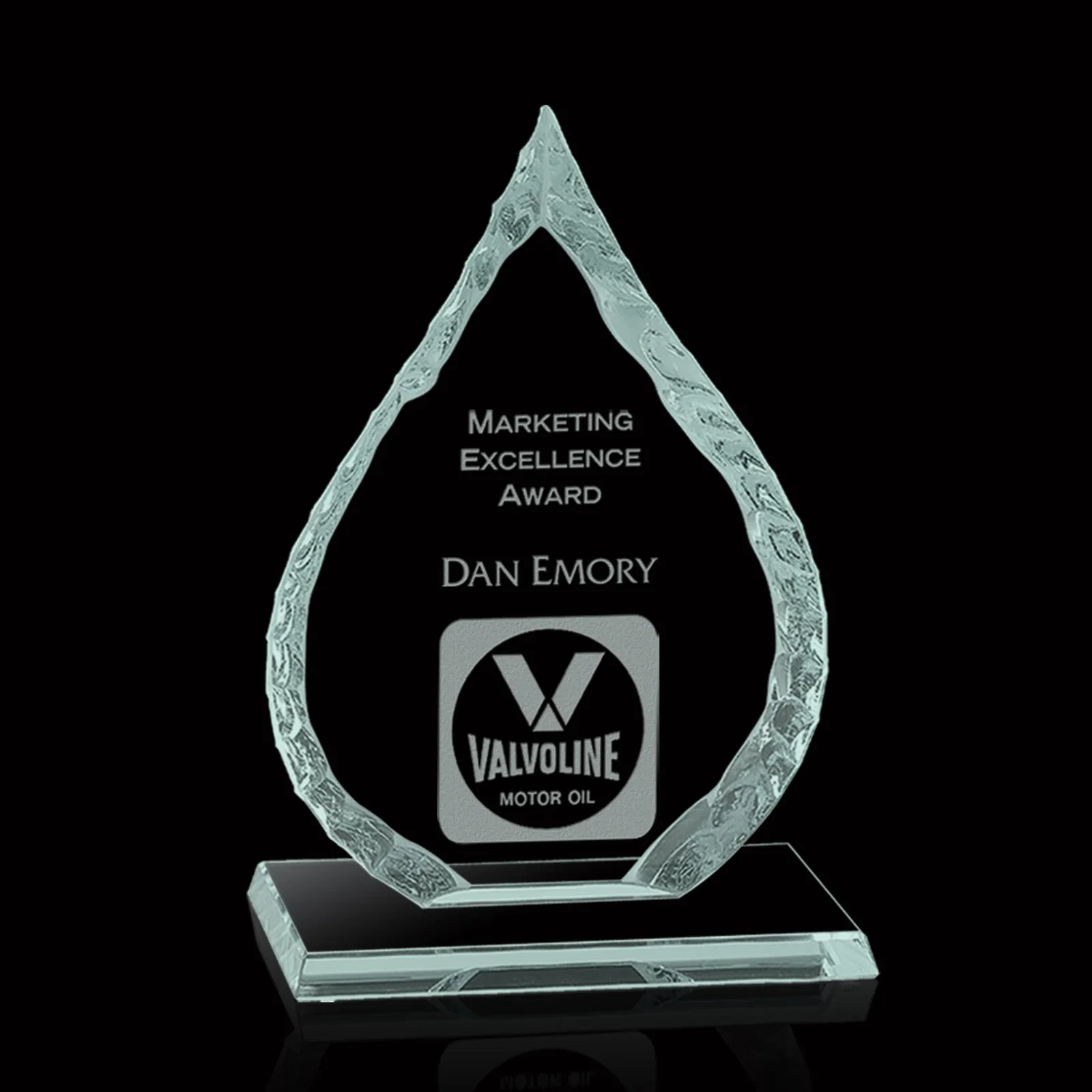 Custom Jade Glass Iceberg Oil Drop Award for corporate award ceremonies