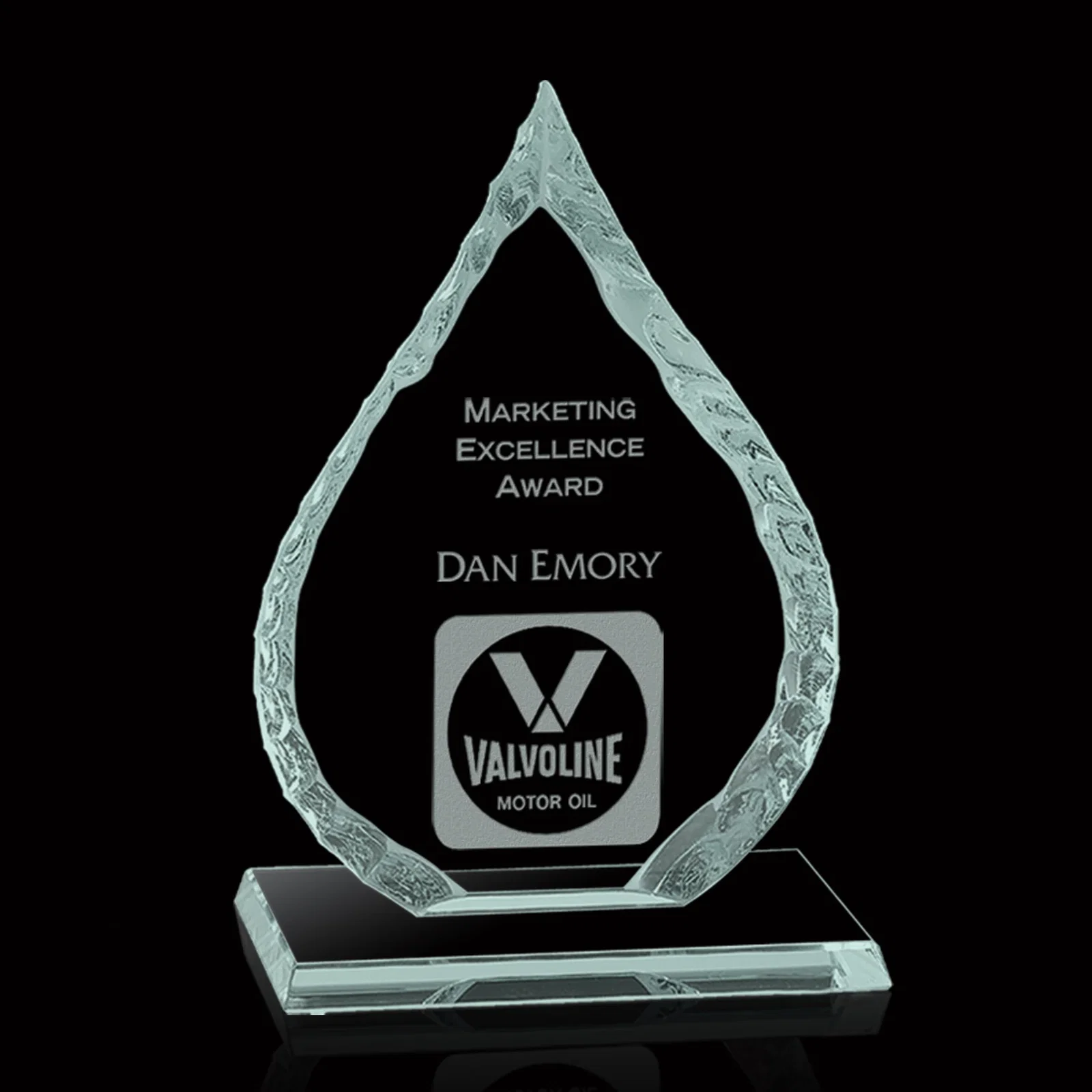 Custom Jade Glass Iceberg Oil Drop Award for service anniversary gifts