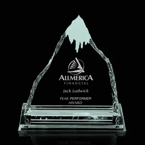 Jade Glass Iceberg Summit Award With An Optional Snow Cap