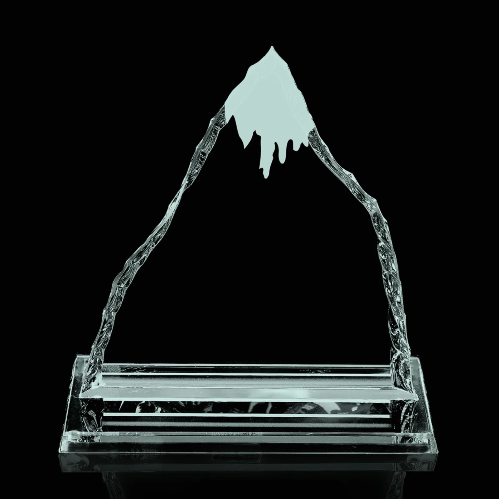 Custom Jade Glass Iceberg Summit Award With An Optional Snow Cap for donor appreciation