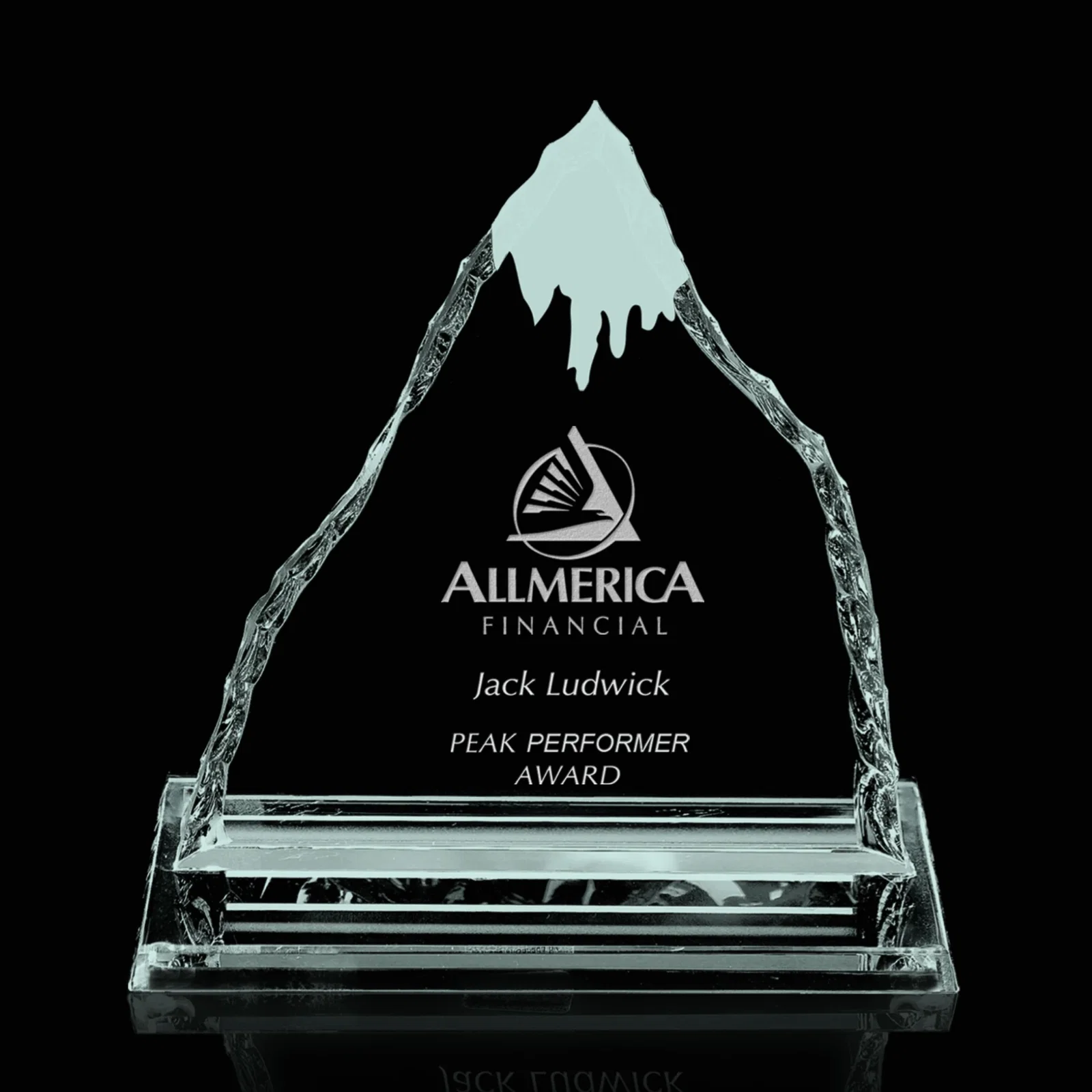 Custom Jade Glass Iceberg Summit Award With An Optional Snow Cap for corporate award ceremonies