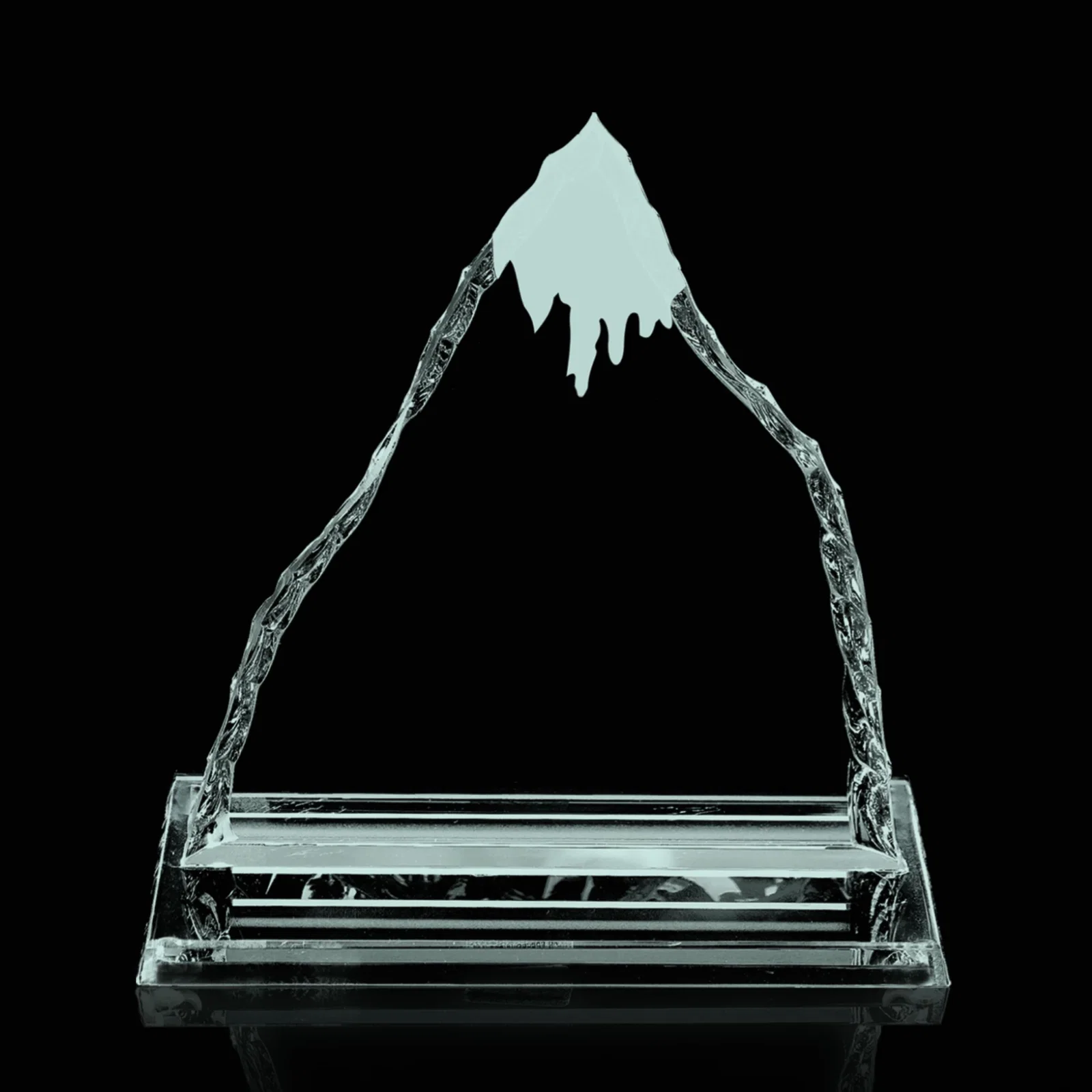 Custom Jade Glass Iceberg Summit Award With An Optional Snow Cap for sales achievement awards