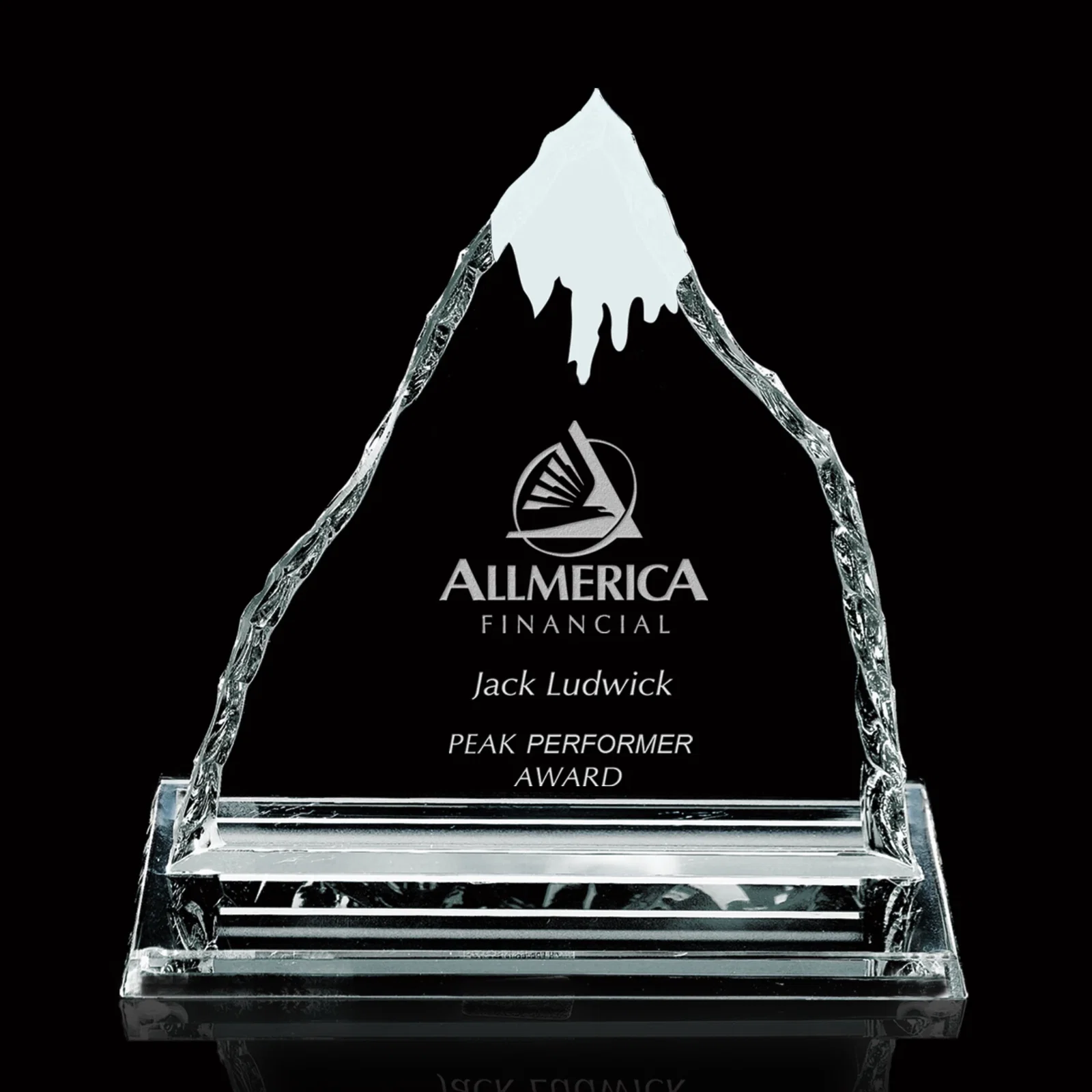 Custom Starfire Crystal Iceberg Summit Award With an Optional Snow Cap for corporate award ceremonies