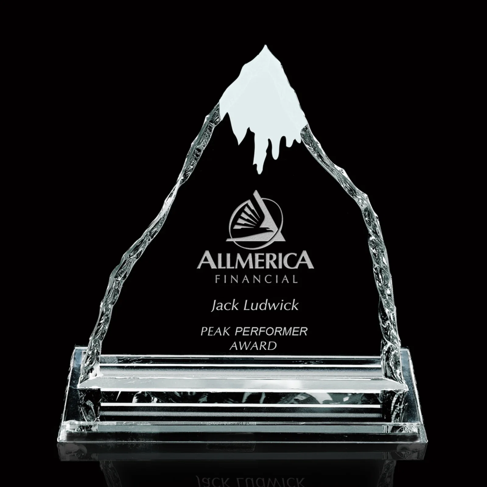 Custom Starfire Crystal Iceberg Summit Award With an Optional Snow Cap for service anniversary gifts