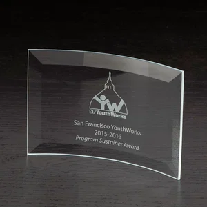 Icon Small Concave Glass Award, 6" x 4", Sand Carve