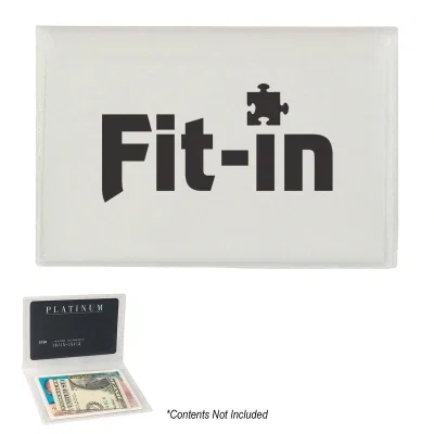 Frosted plastic ID and card holder shown front on