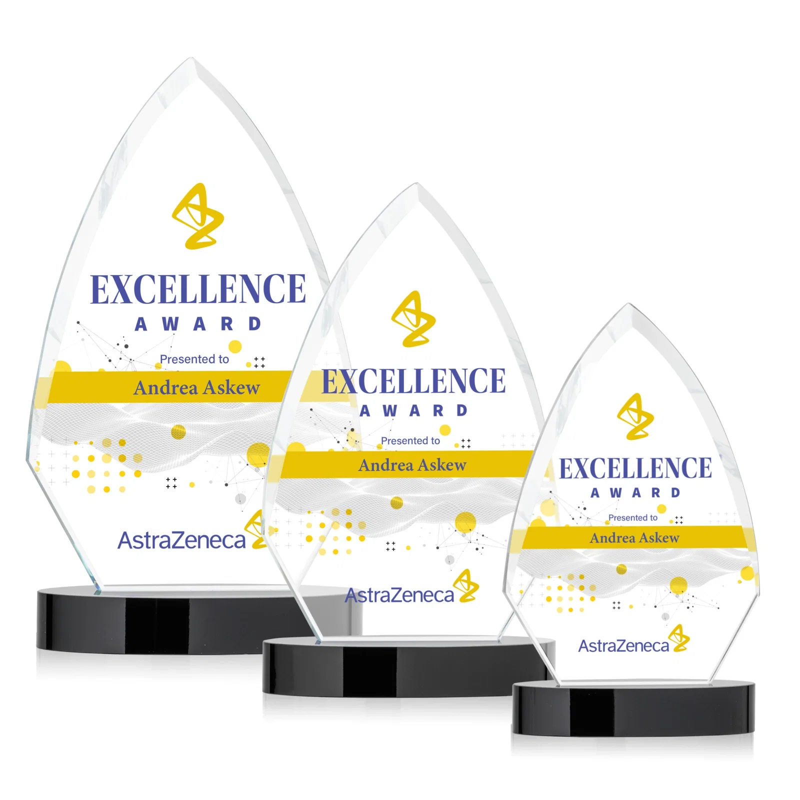 Custom Starfire Crystal Arrowhead Award with Top-Meeting Side Bevels for dealer and partner awards