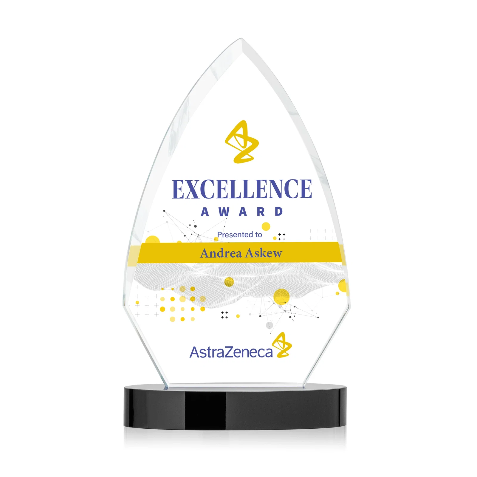 Personalized Starfire Crystal Arrowhead Award with Top-Meeting Side Bevels for employee recognition