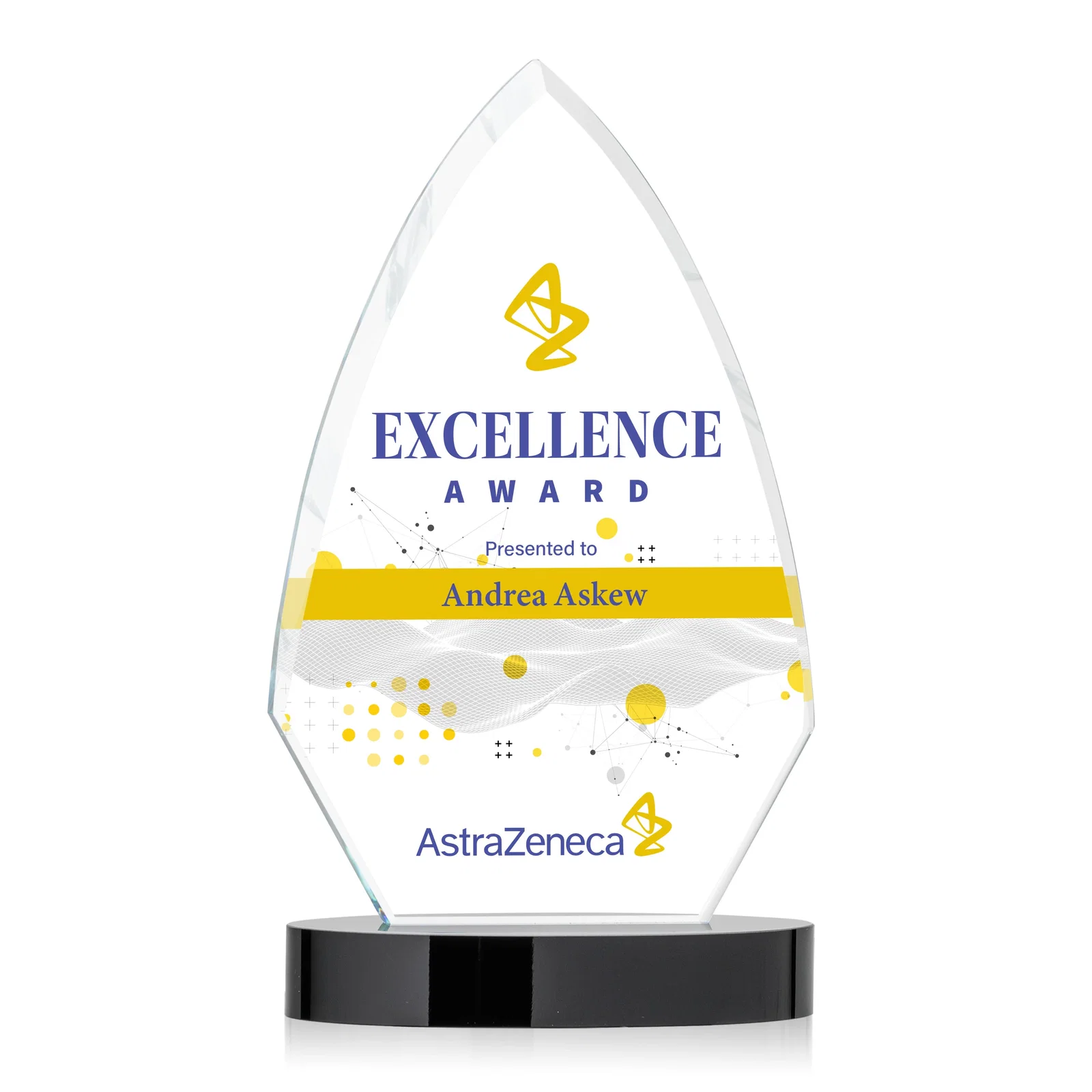 Personalized Starfire Crystal Arrowhead Award with Top-Meeting Side Bevels for corporate award ceremonies