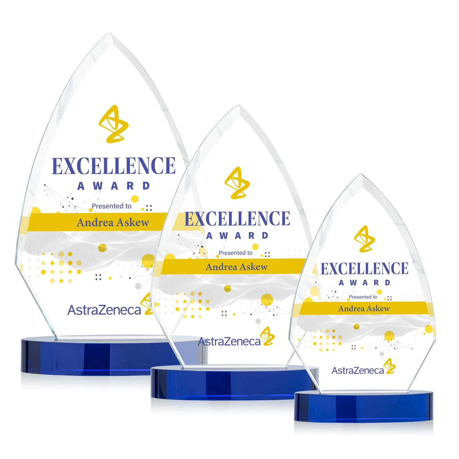 Personalized Starfire Crystal Arrowhead Award with Top-Meeting Side Bevels for service anniversary gifts