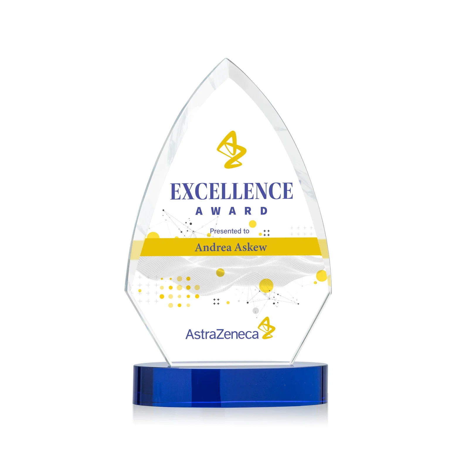 Personalized Starfire Crystal Arrowhead Award with Top-Meeting Side Bevels for sales achievement awards